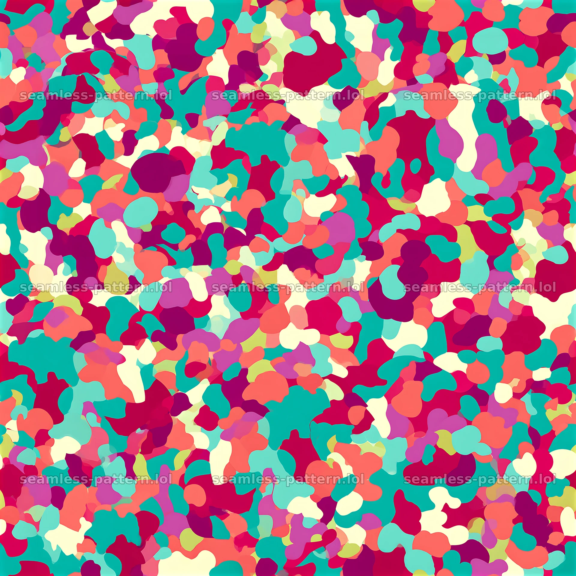 Bold colorful camouflage seamless texture with vibrant shapes — seamless tileable pattern at 8192x8192
