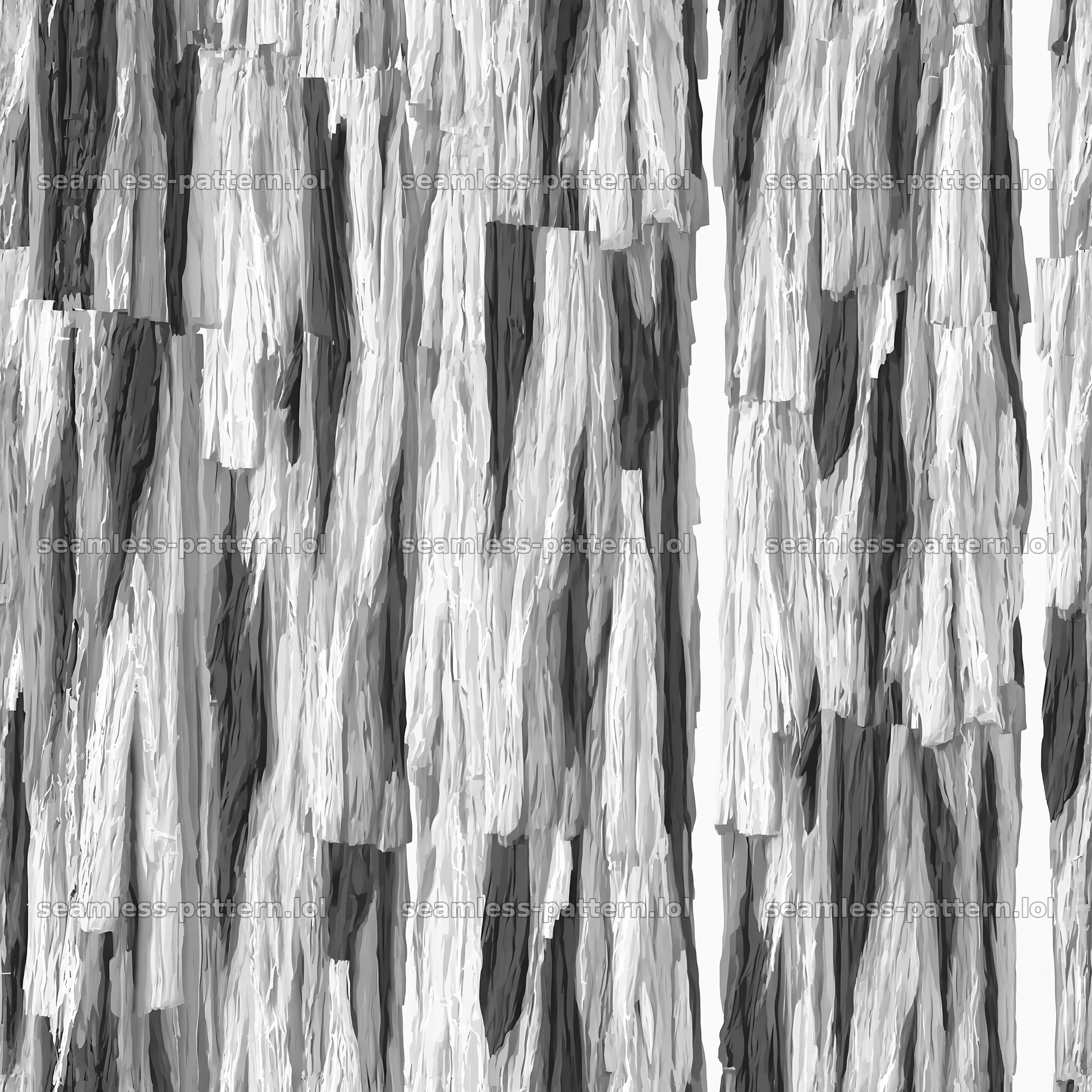 Seamless vertical bark repeat pattern in black and white — seamless tileable pattern