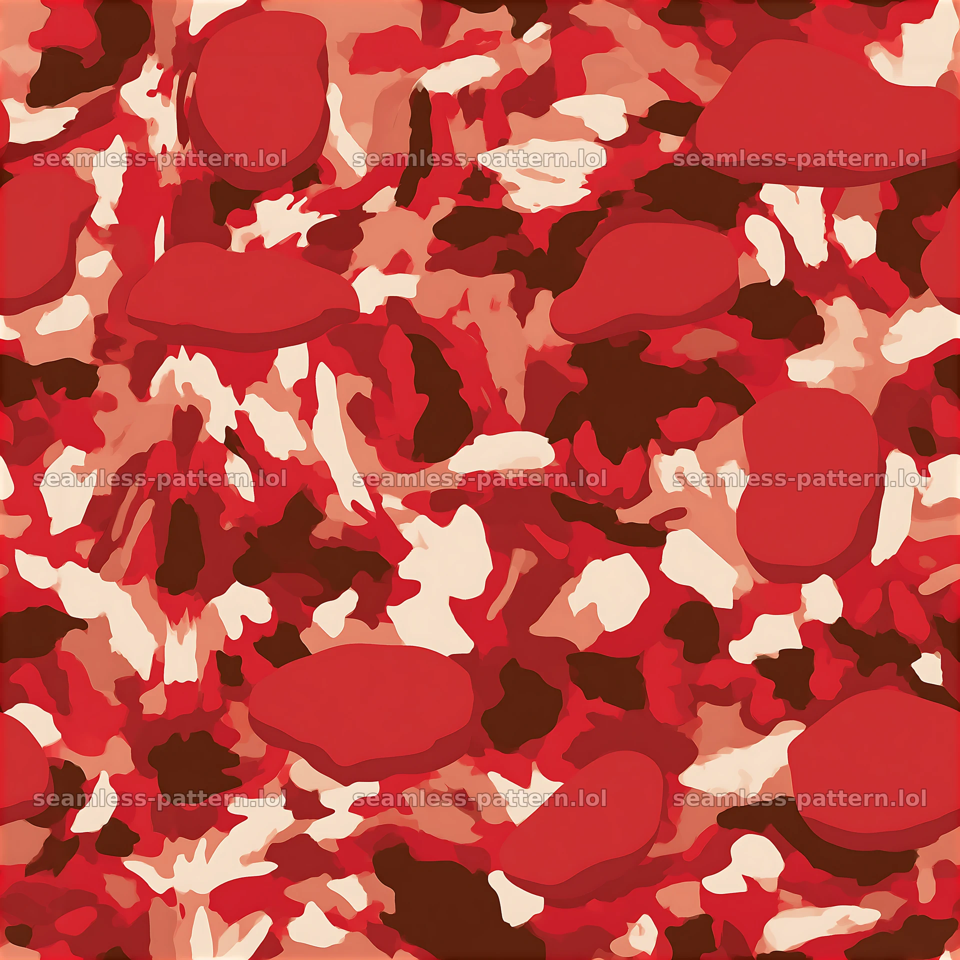 Red arctic camouflage repeat pattern with abstract shapes and colors — seamless tileable pattern at 8192x8192