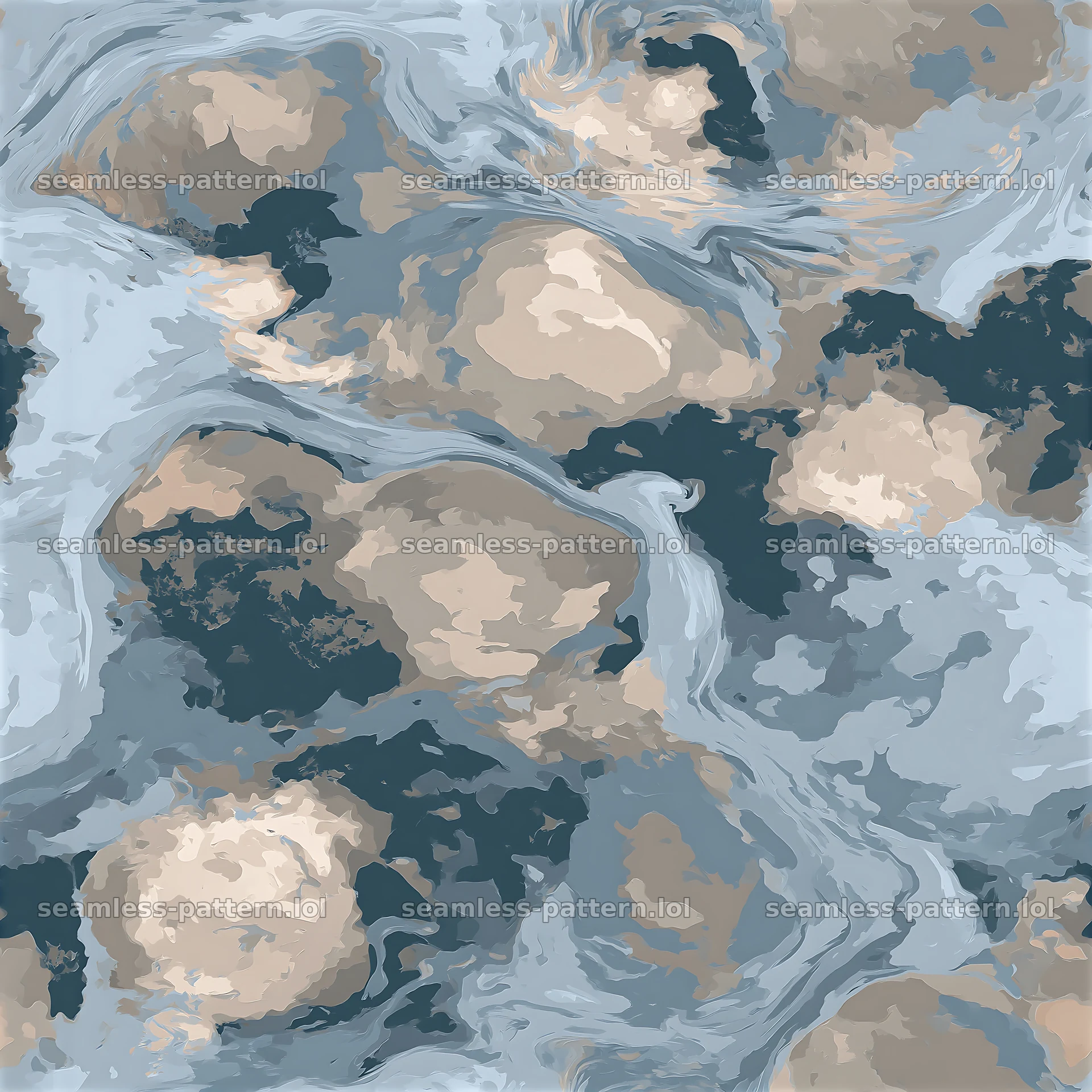 Seamless smoky camouflage marble pattern in soft tones — seamless tileable pattern at 8192x8192