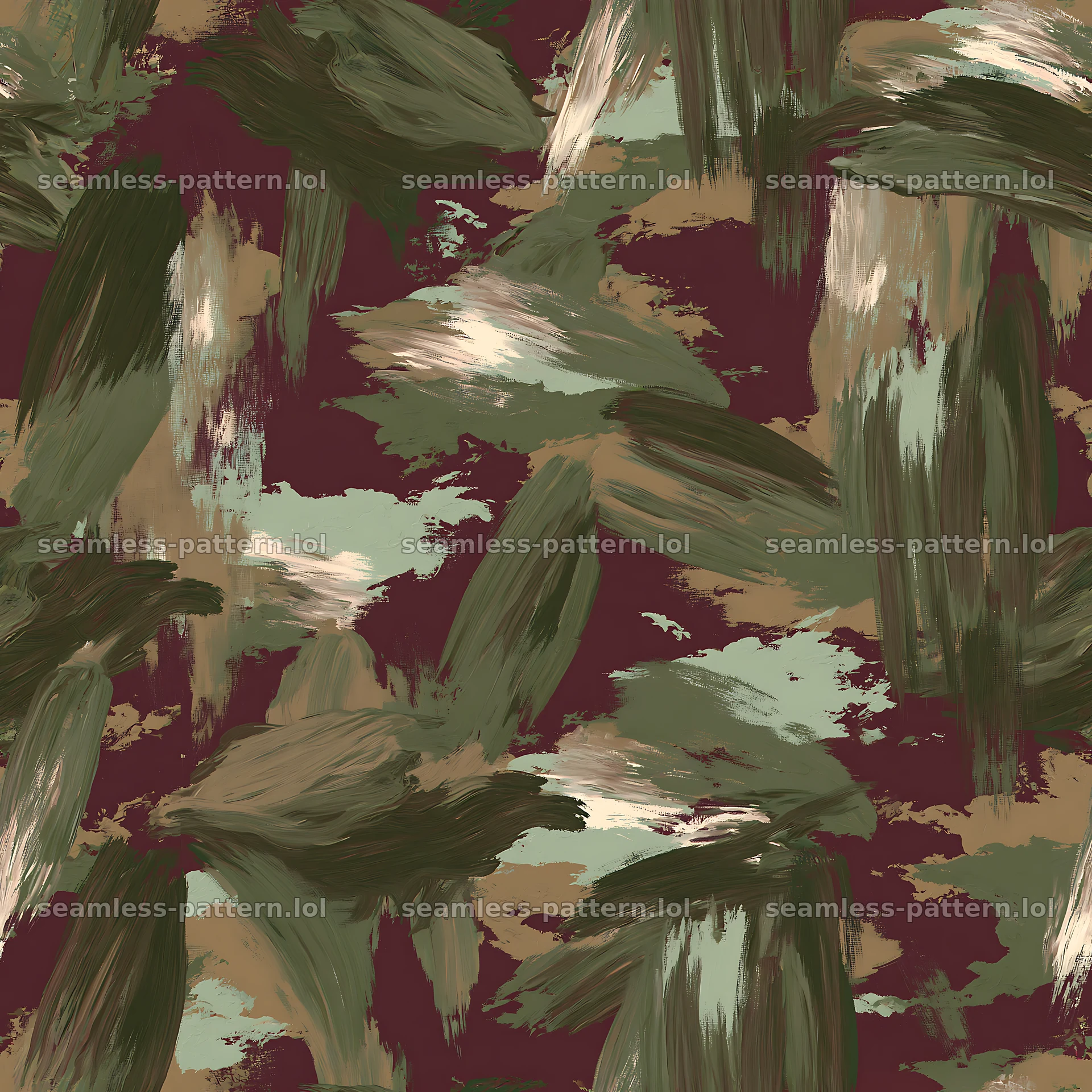 Seamless olive camouflage brushstroke pattern for fabrics — seamless tileable pattern