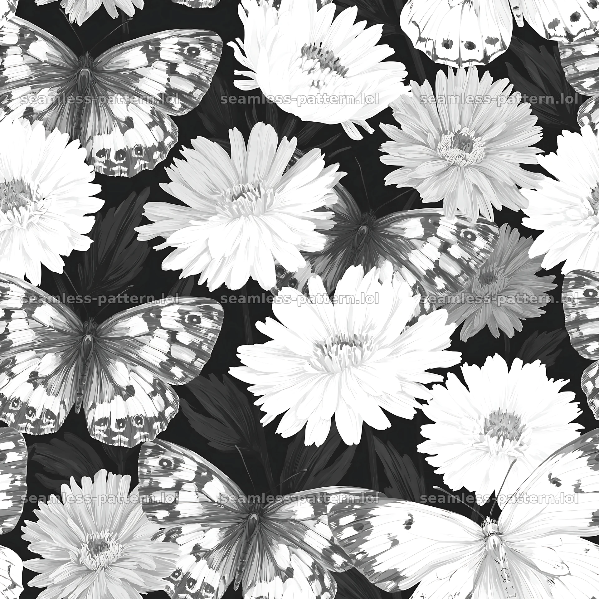 Butterfly and daisy seamless pattern for textiles — seamless tileable pattern