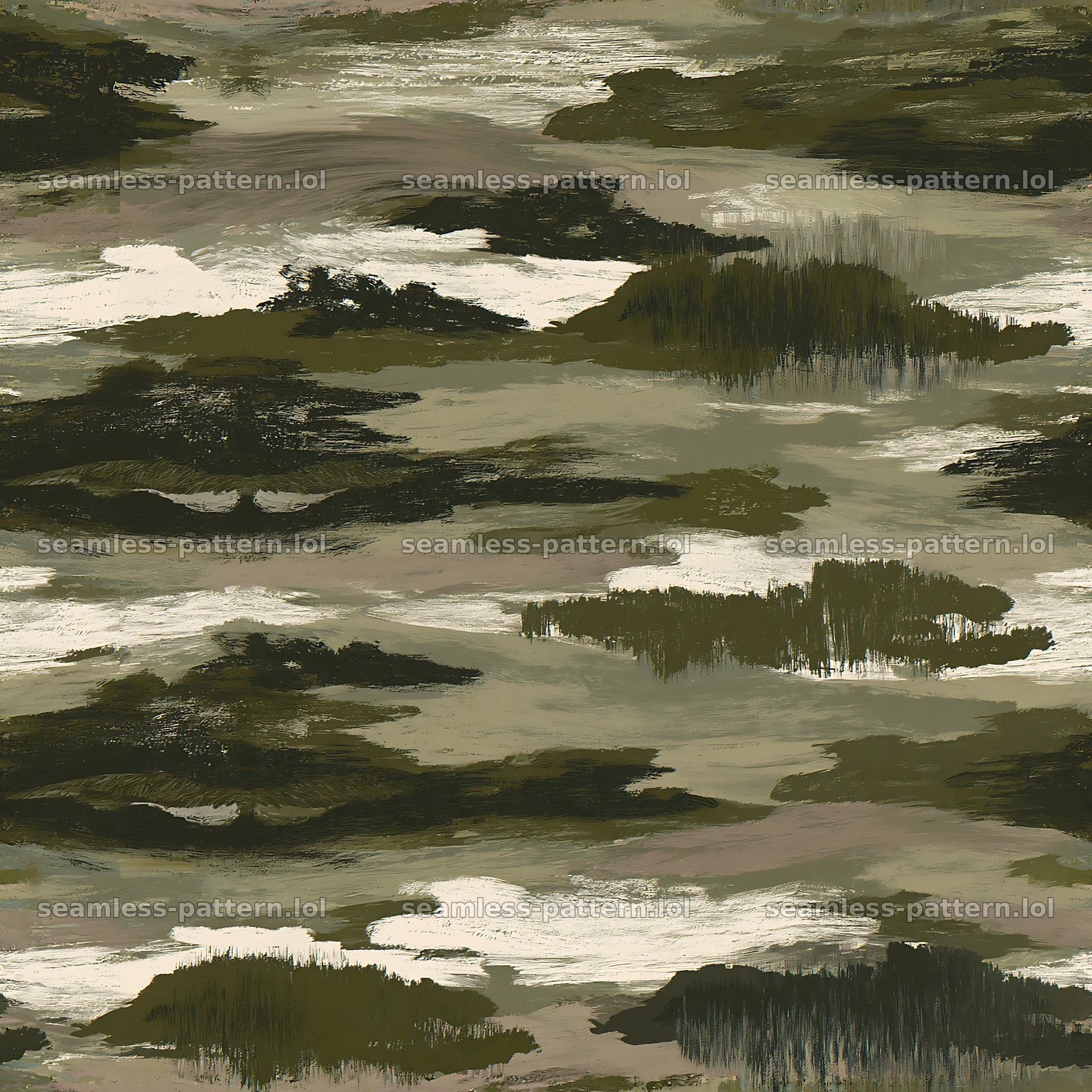 Seamless olive camouflage brushstroke pattern for fabric and wallpaper — seamless tileable pattern