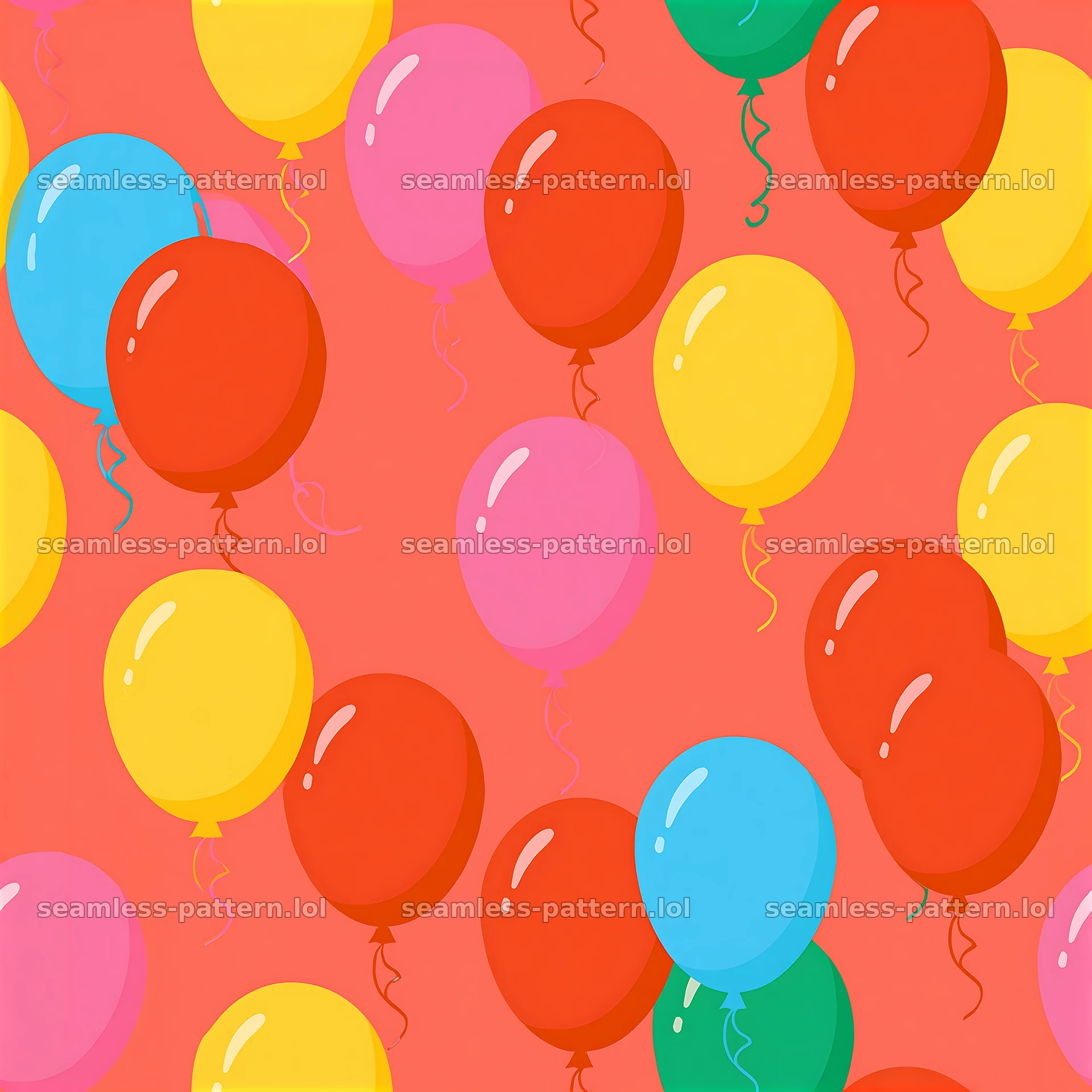 Rainbow balloon seamless pattern with bright colors and shapes — seamless tileable pattern at 8192x8192