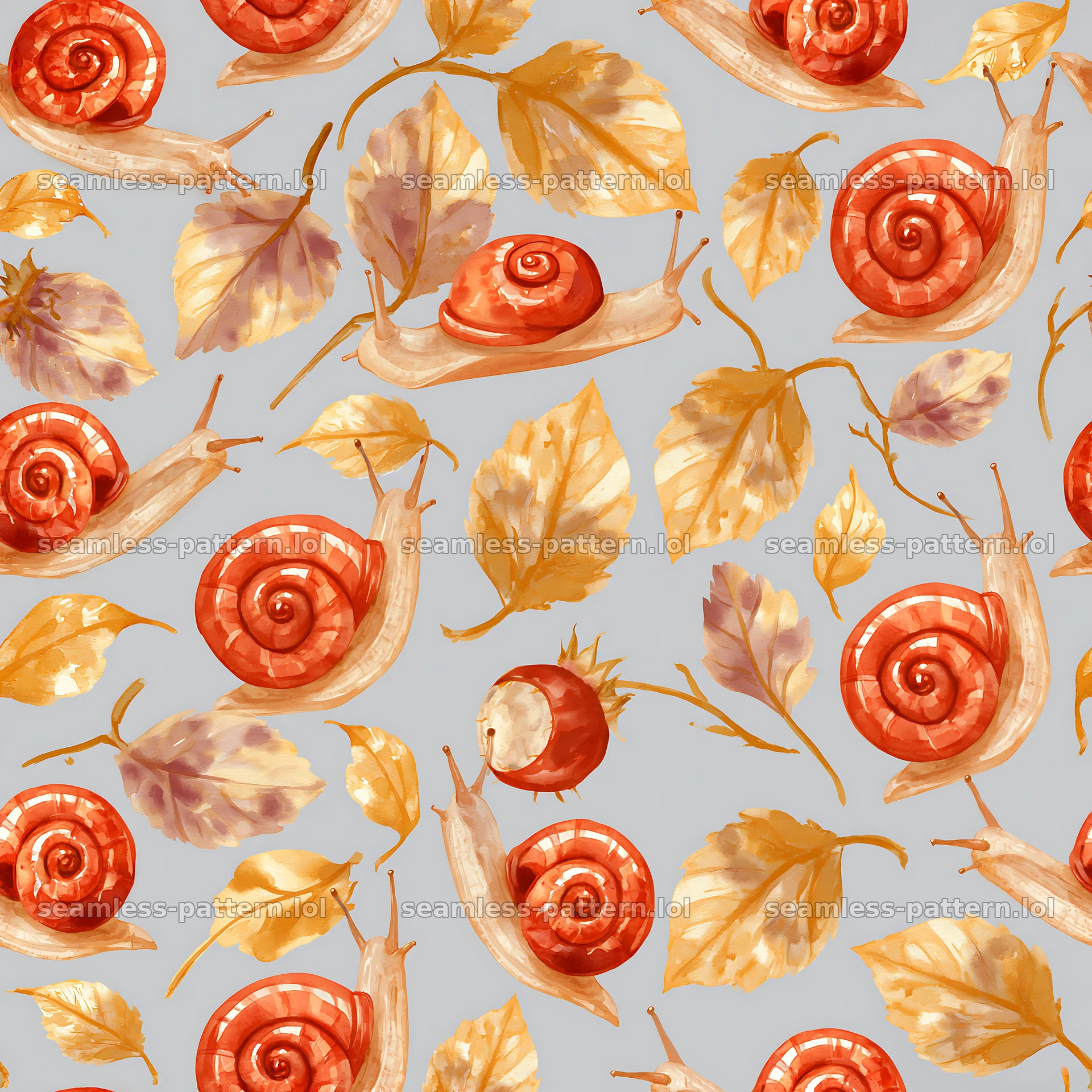 Red snail autumn seamless pattern for fabric and wallpaper — seamless tileable pattern