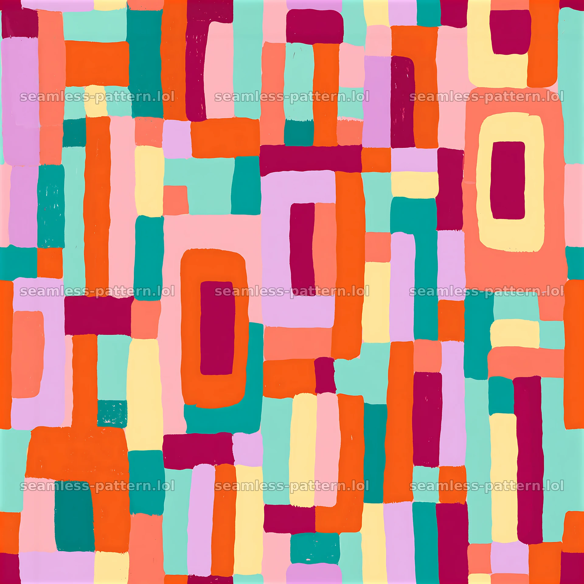 Playful color blocks repeating pattern in bright colors and shapes — seamless tileable pattern at 8192x8192