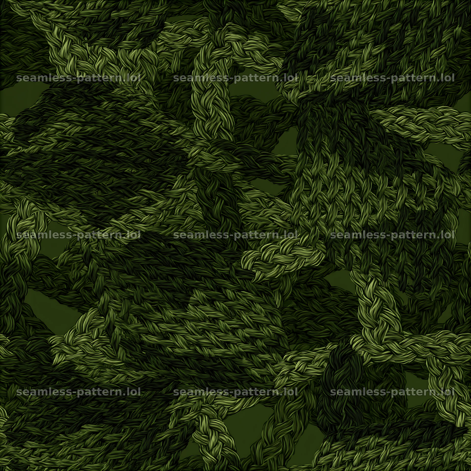 Green camouflage netting seamless pattern features interwoven strands — seamless tileable pattern at 8192x8192