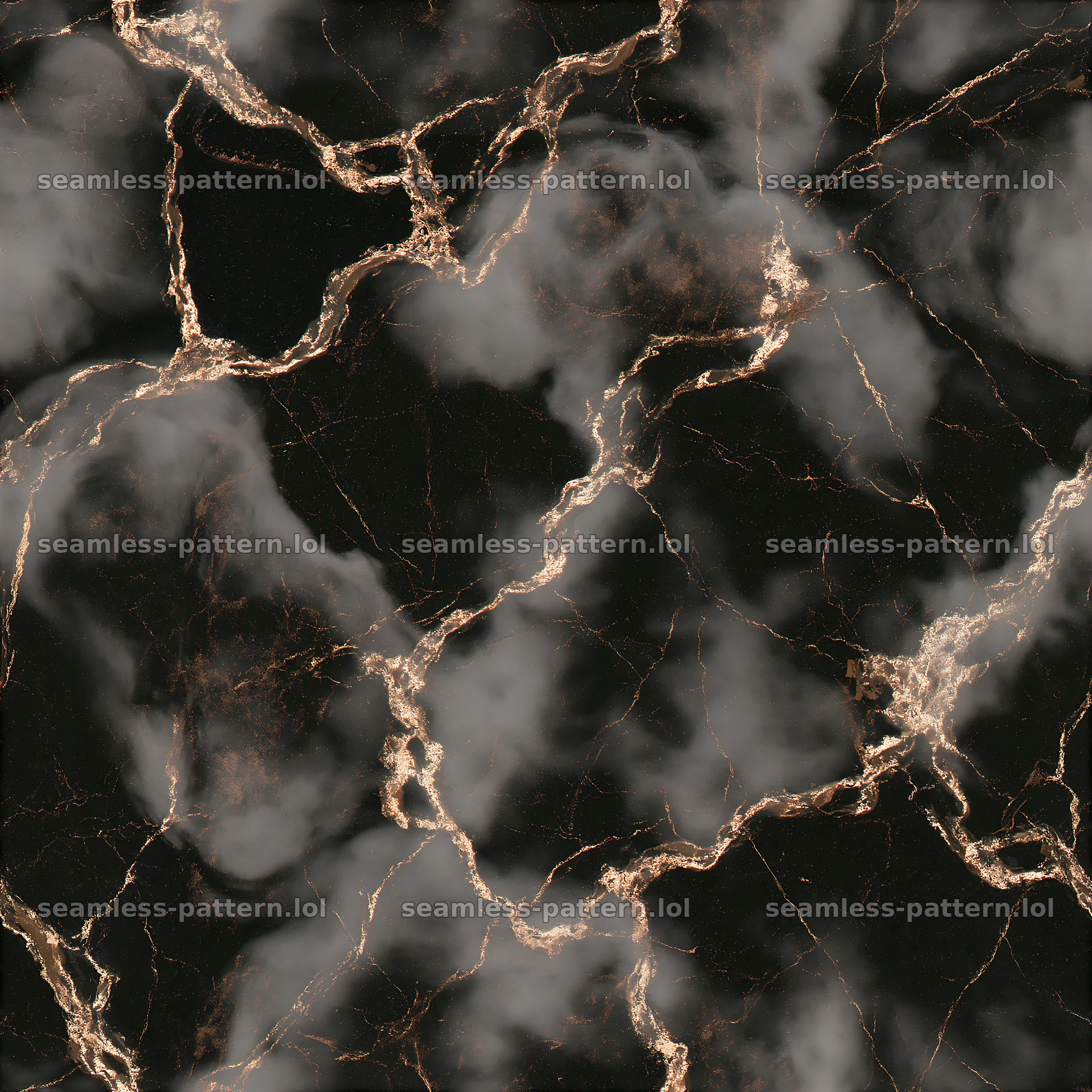 Seamless dramatic marble pattern with gold veining on a dark background — seamless tileable pattern at 8192x8192