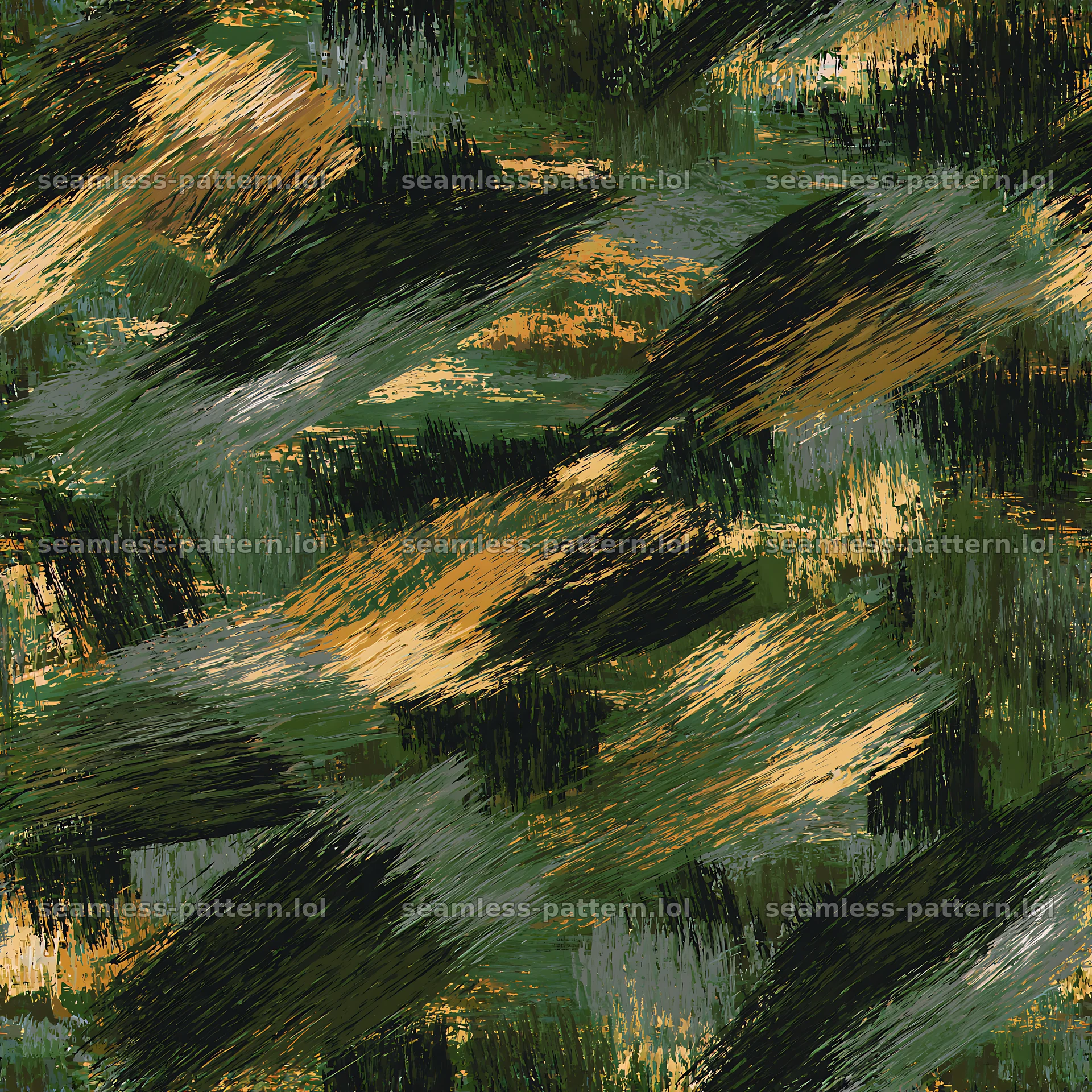 Seamless military camouflage brushstroke pattern in varied tones — seamless tileable pattern