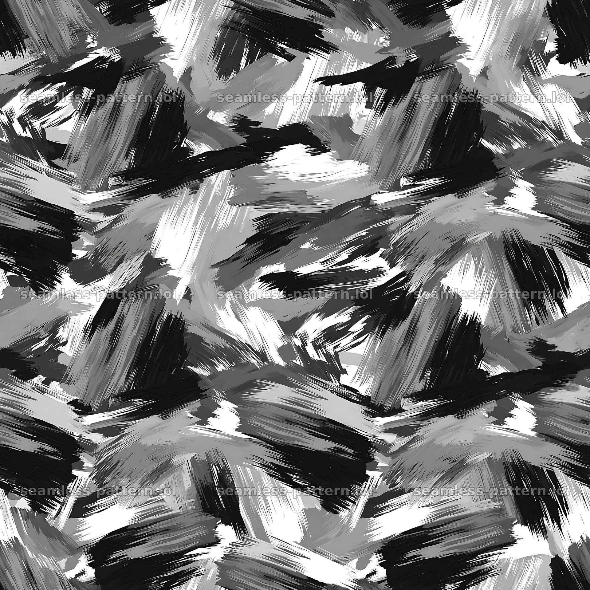 Seamless camouflage brushstroke pattern in black and grey — seamless tileable pattern