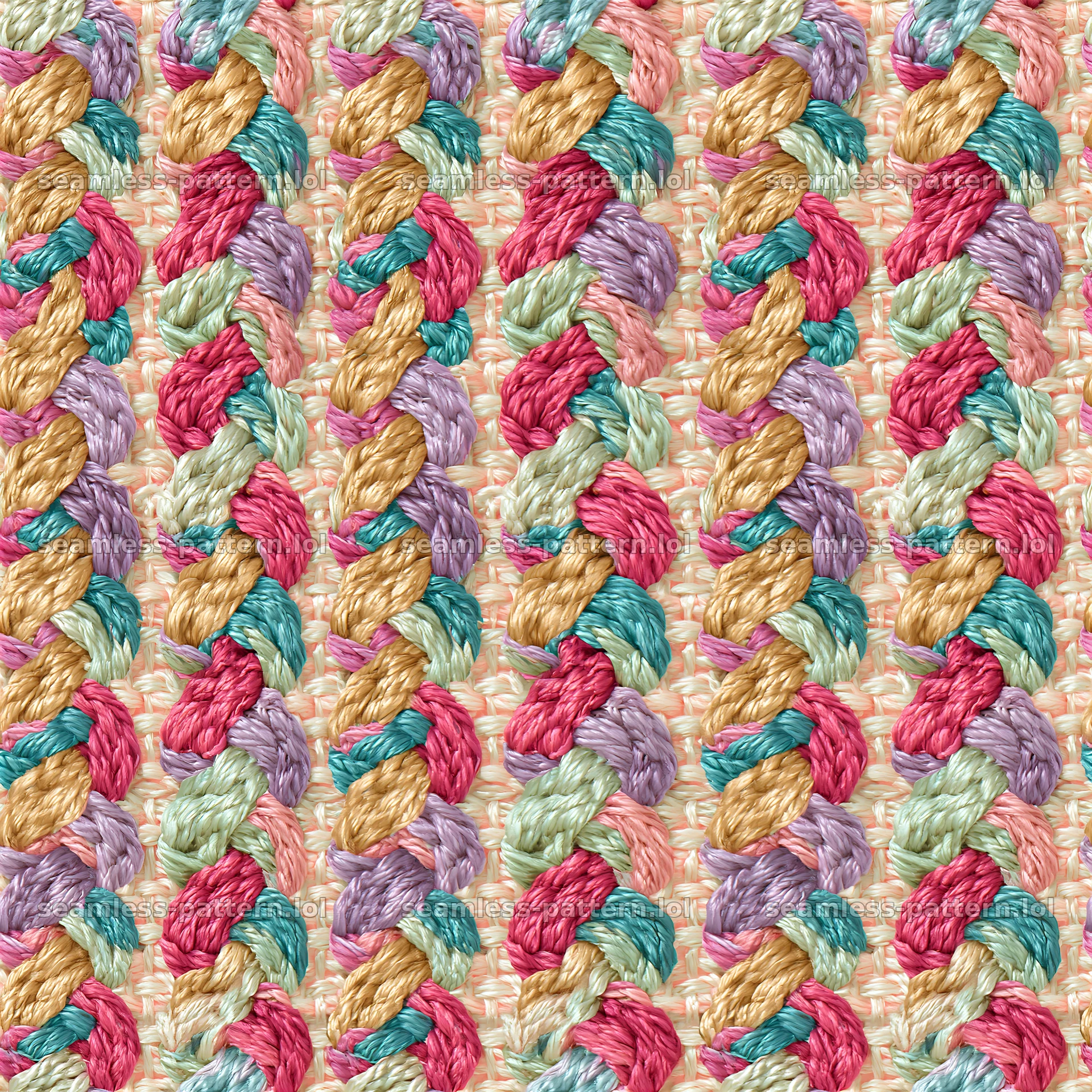Colorful woven seamless texture creates a vibrant surface design — seamless tileable pattern at 8192x8192