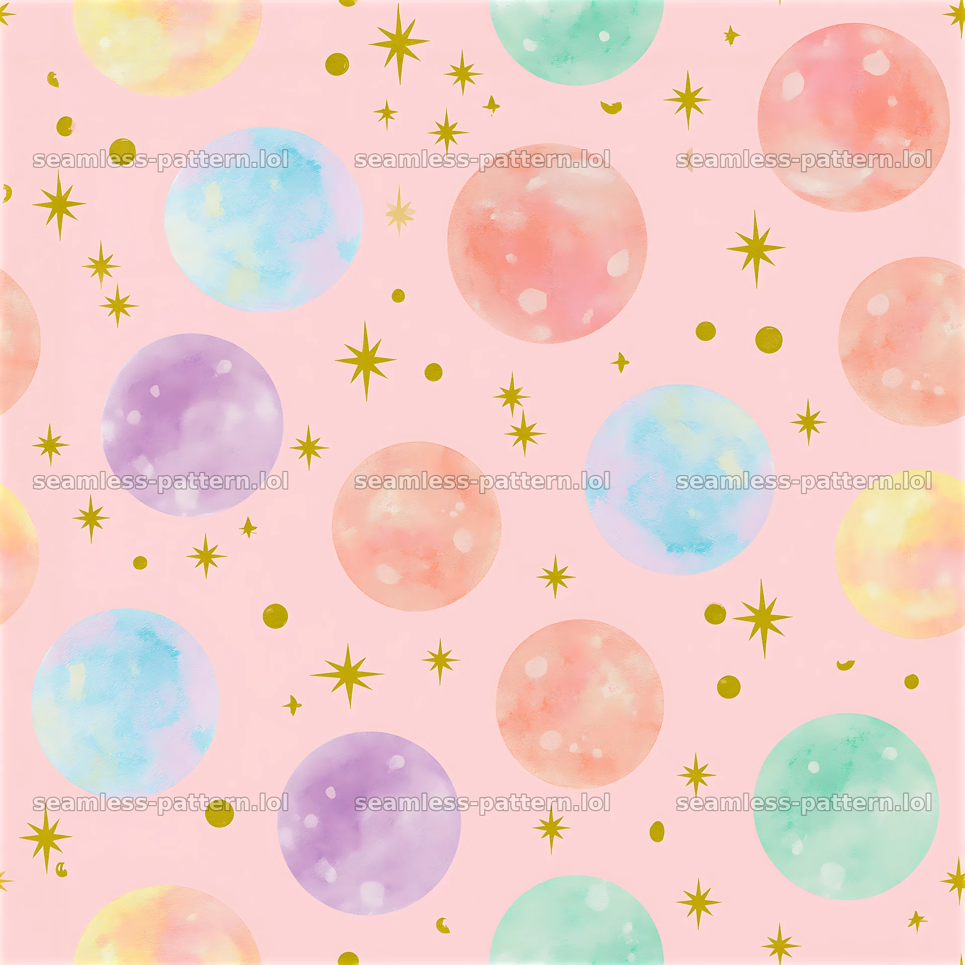 Playful planet seamless pattern for kids — seamless tileable pattern at 8192x8192