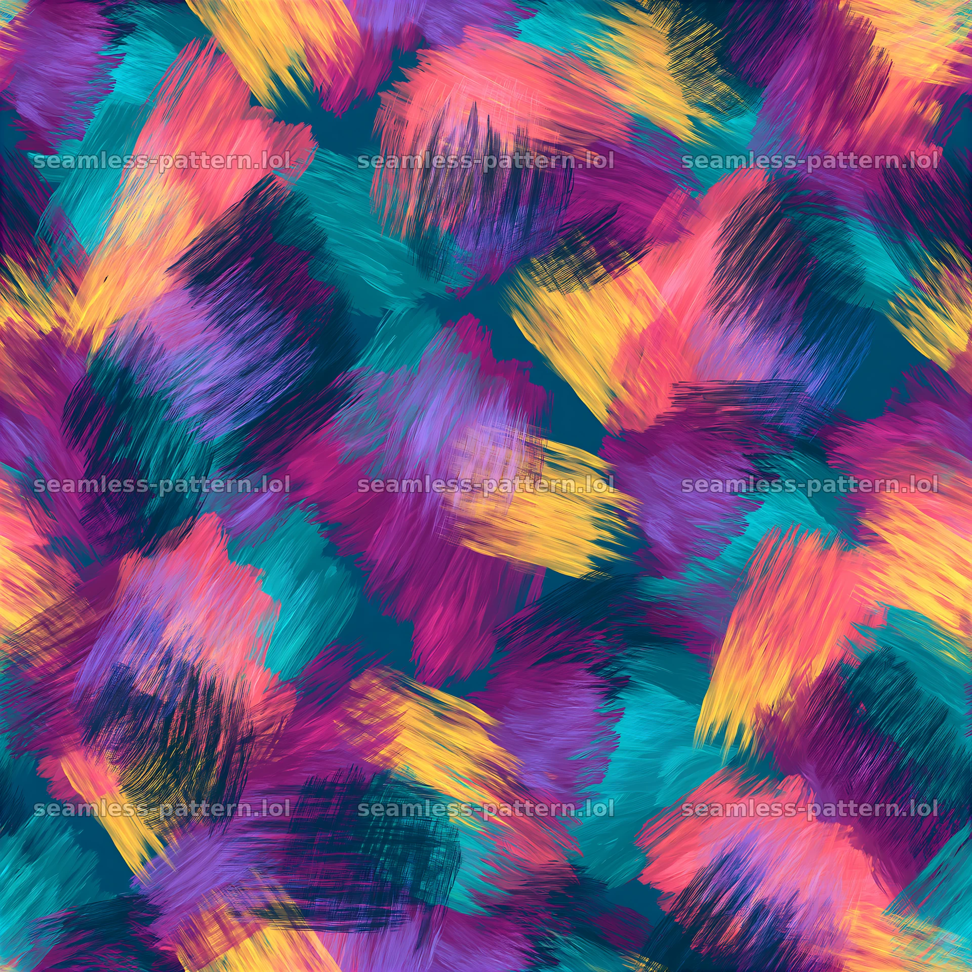 Vibrant paintbrush textures seamless pattern with colorful strokes — seamless tileable pattern at 8192x8192