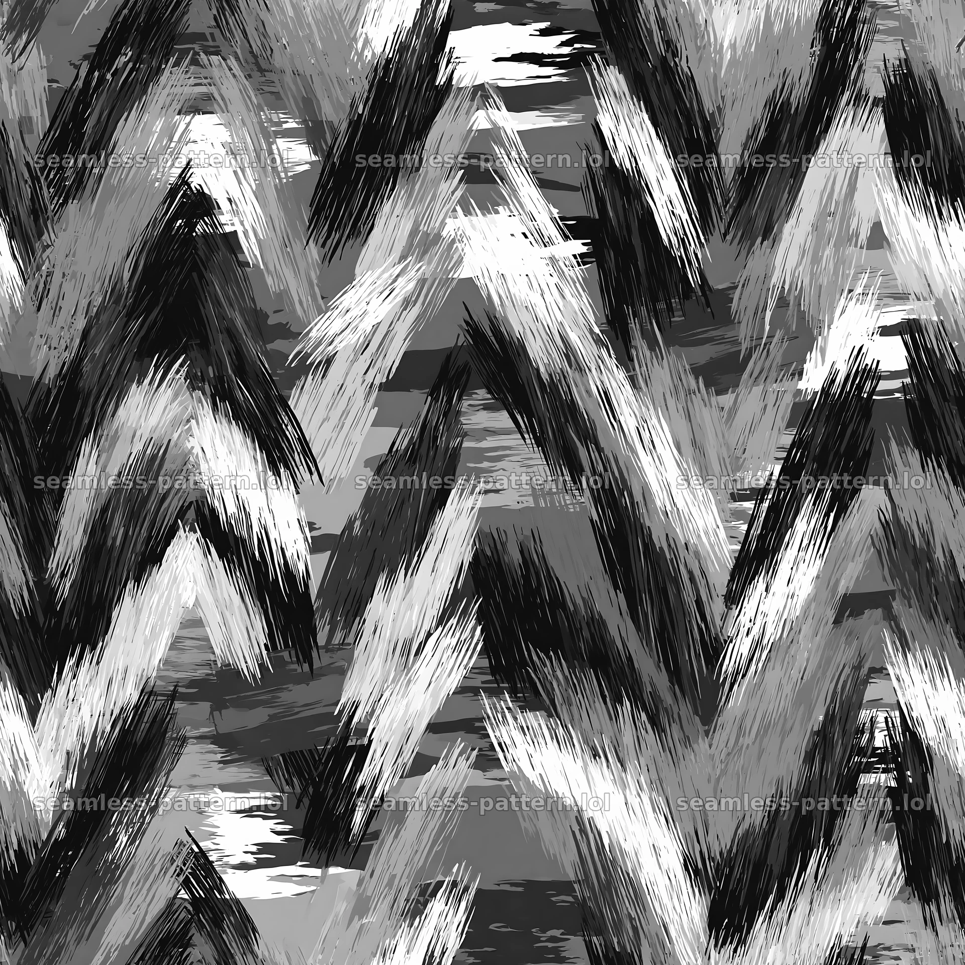 Seamless military camouflage brushstroke pattern in black and white — seamless tileable pattern