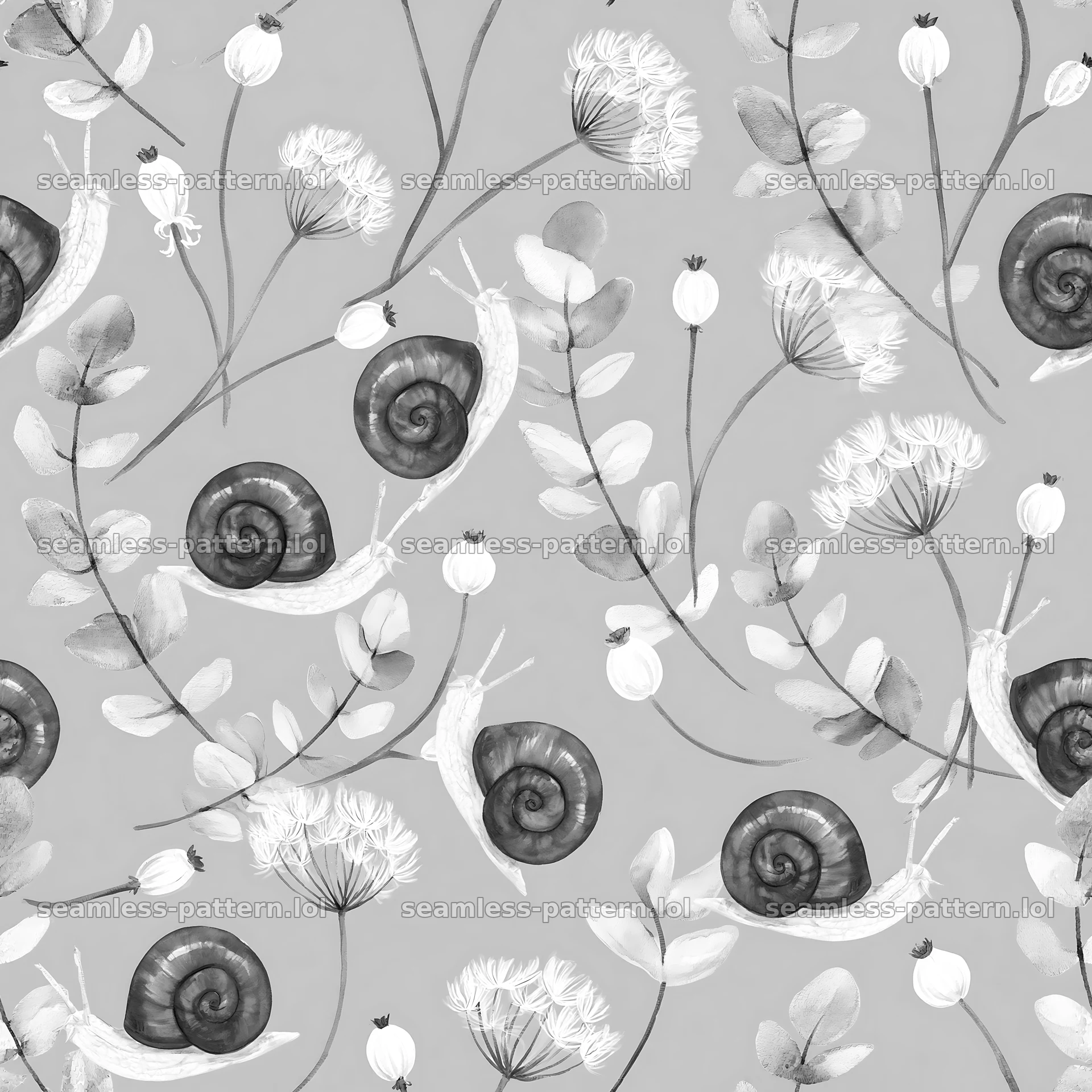 Red snail watercolor seamless pattern for fabric and wallpaper — seamless tileable pattern