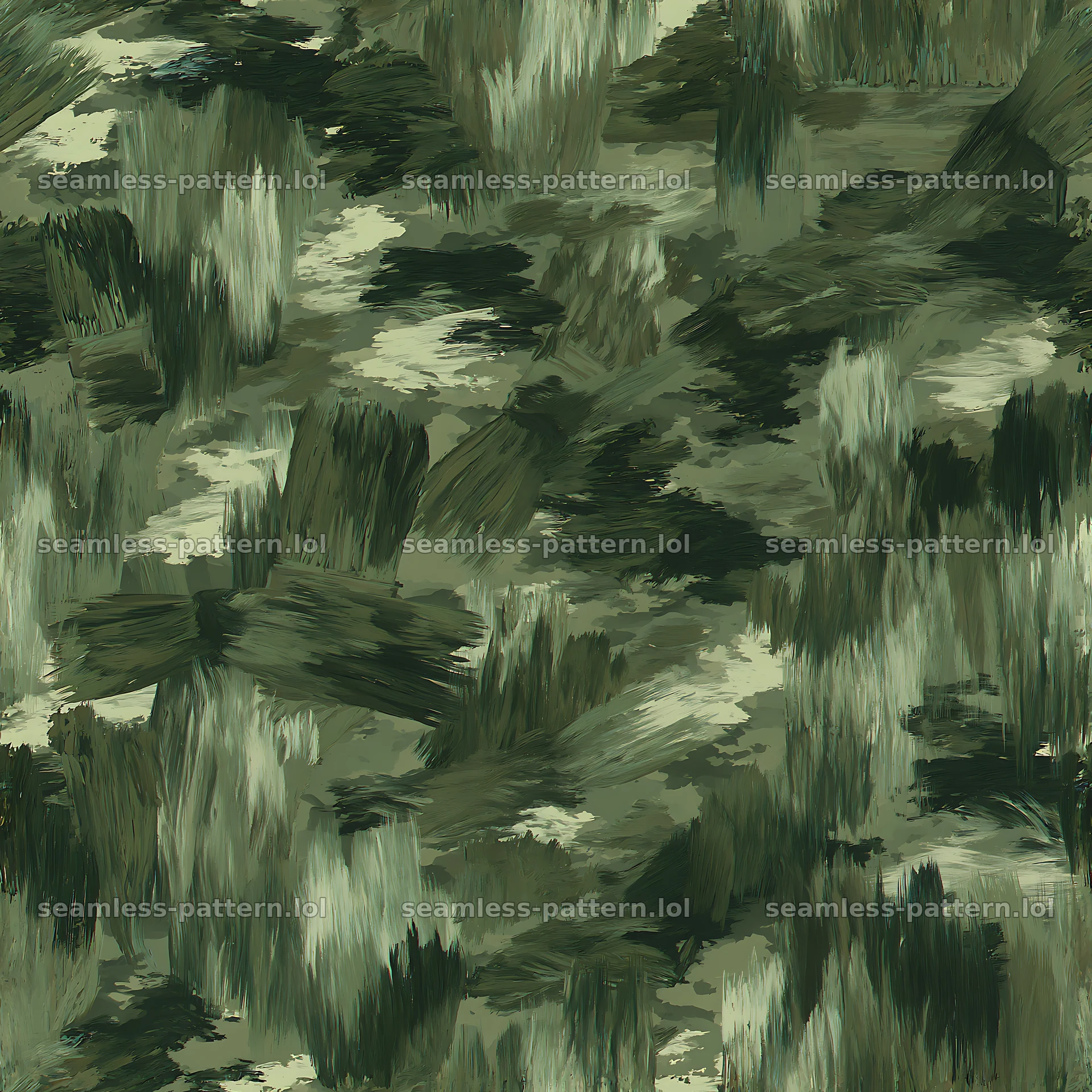 Seamless green camouflage brushstroke pattern — seamless tileable pattern