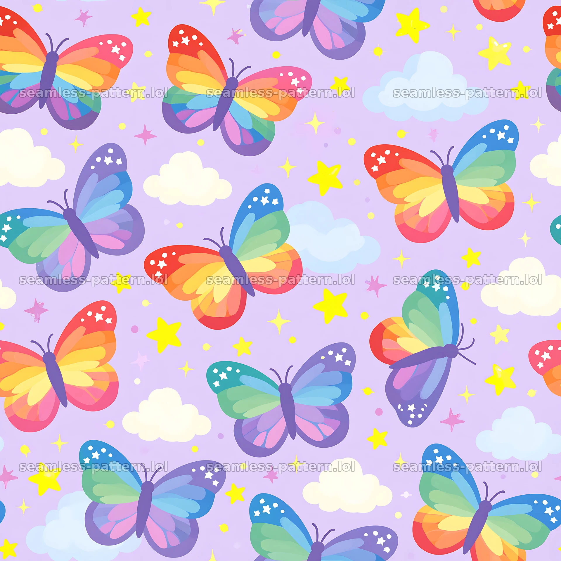 Kawaii butterfly seamless pattern for fabric and wallpaper — seamless tileable pattern