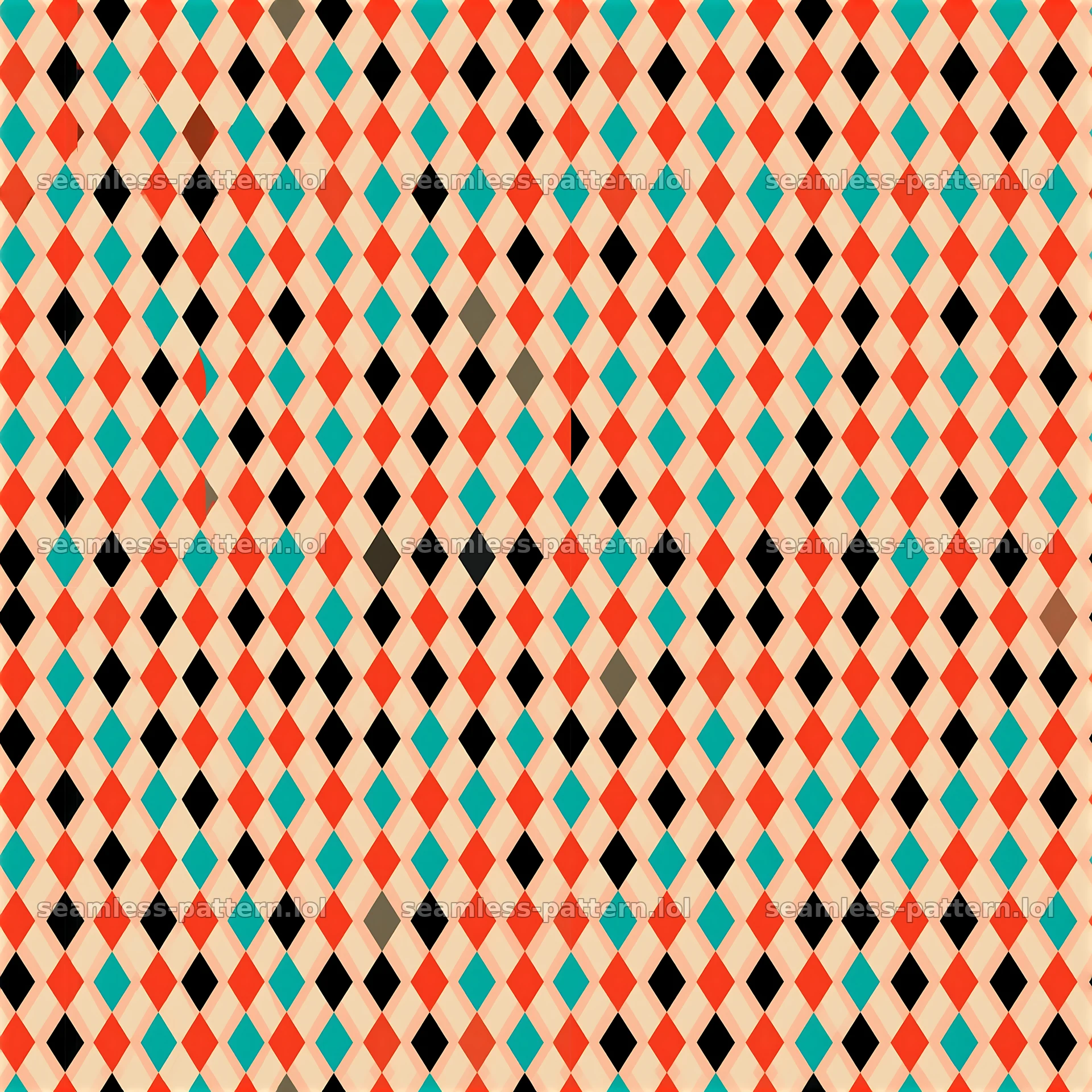 Bright retro diamonds seamless pattern in warm colors — seamless tileable pattern at 8192x8192