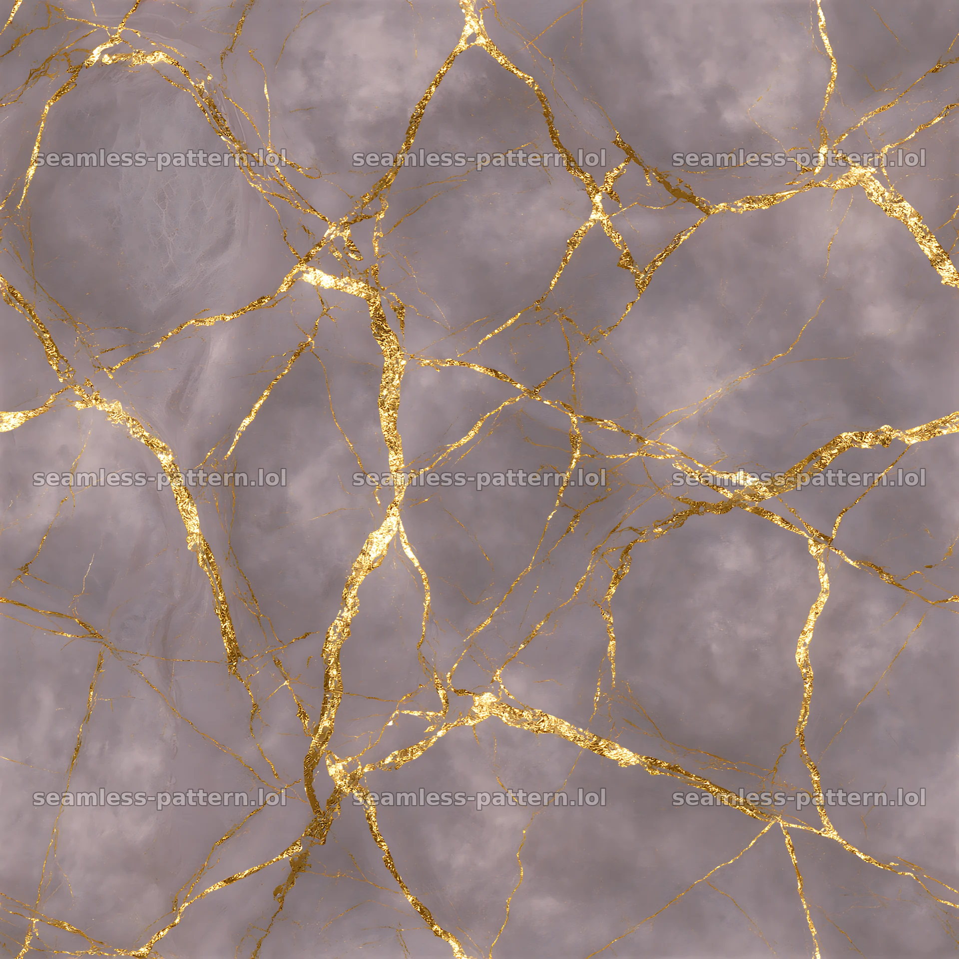 Gold thread vein seamless texture over gray background — seamless tileable pattern at 8192x8192