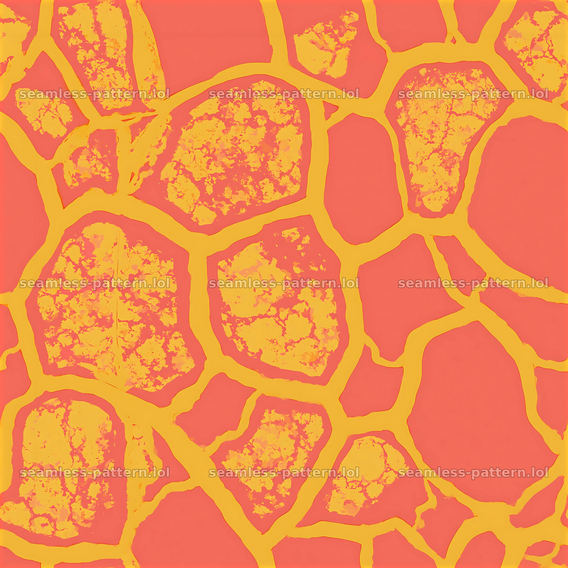 Vibrant orange and yellow tiled geological fracture pattern — seamless tileable pattern at 8192x8192