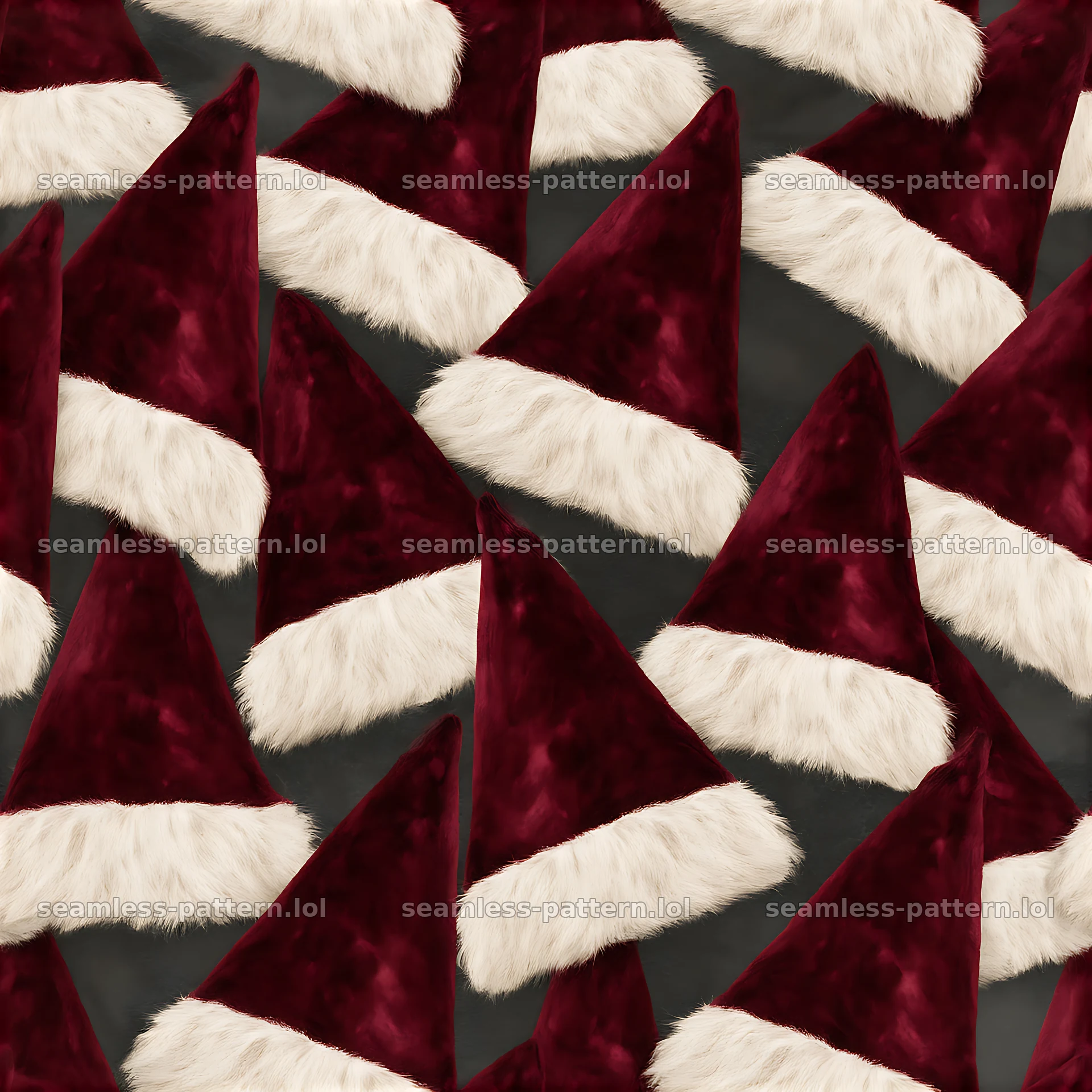Repeating Santa hat pattern fills the entire surface with festive symbols — seamless tileable pattern at 8192x8192