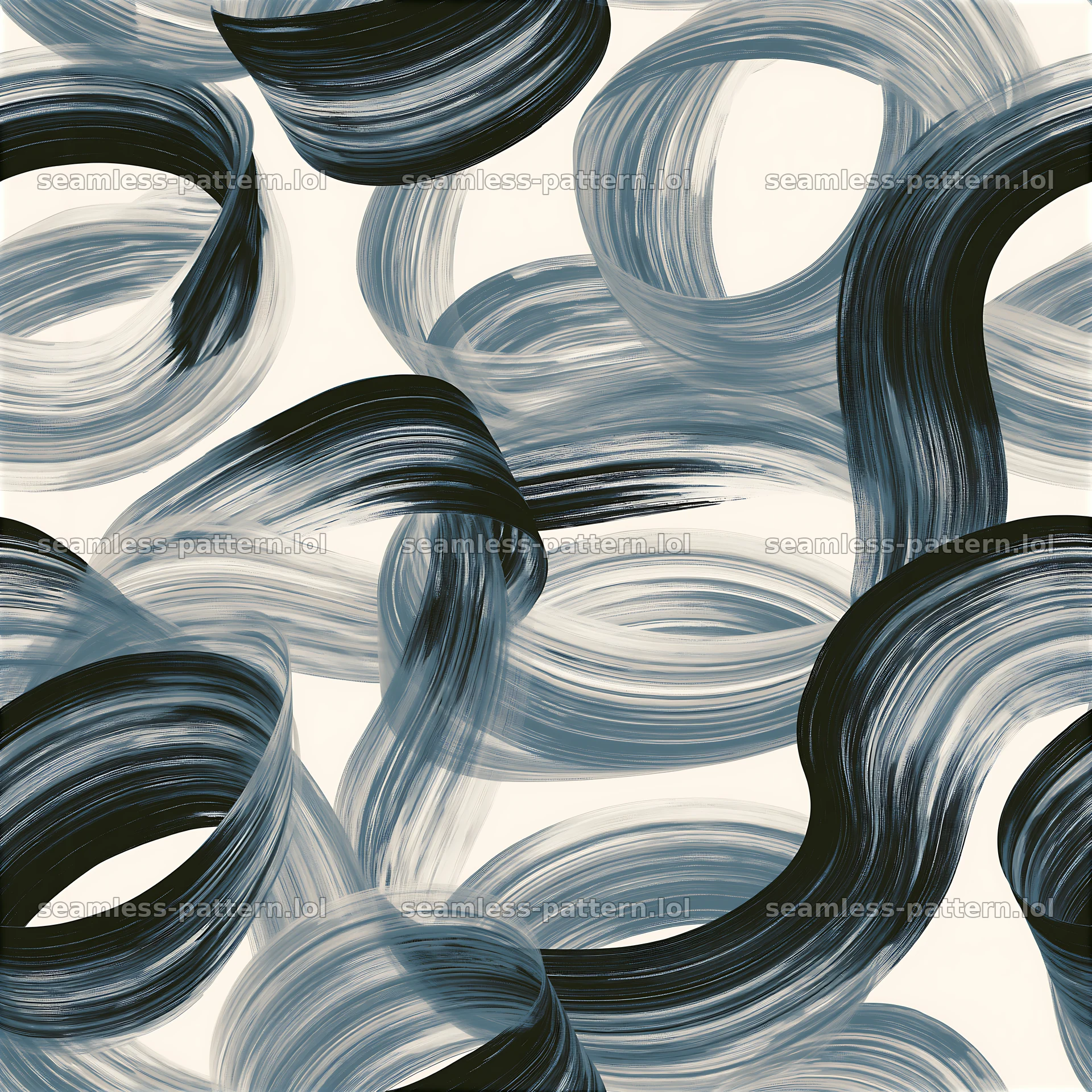 Seamless pattern of dynamic paint ribbons in shades of blue and black — seamless tileable pattern at 8192x8192