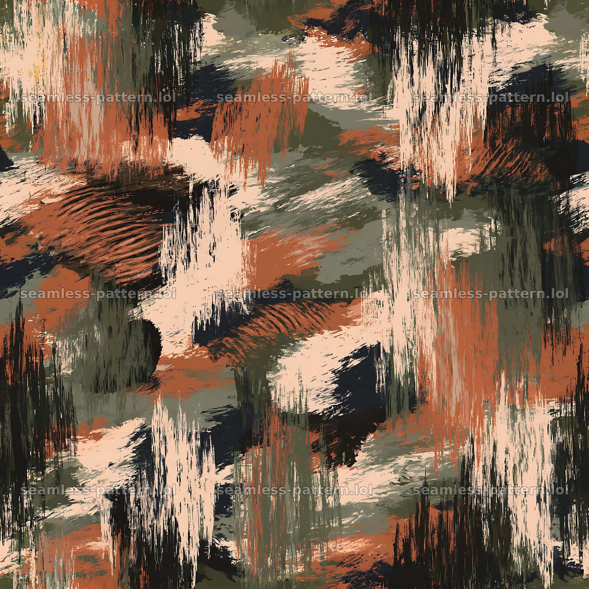 Seamless khaki camouflage brushstroke pattern for fabrics — seamless tileable pattern