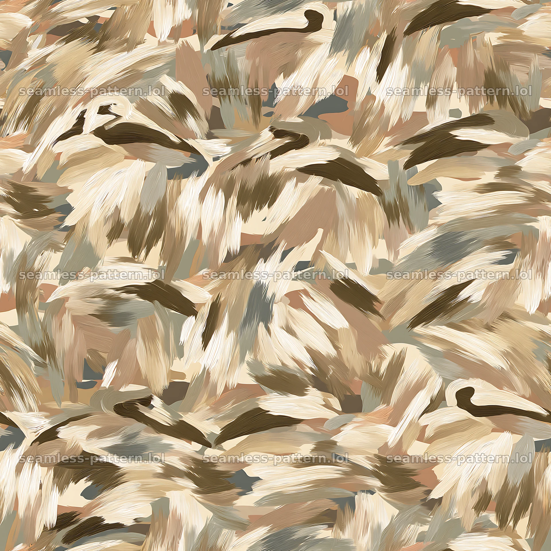 Seamless beige camouflage brushstroke pattern — seamless tileable pattern