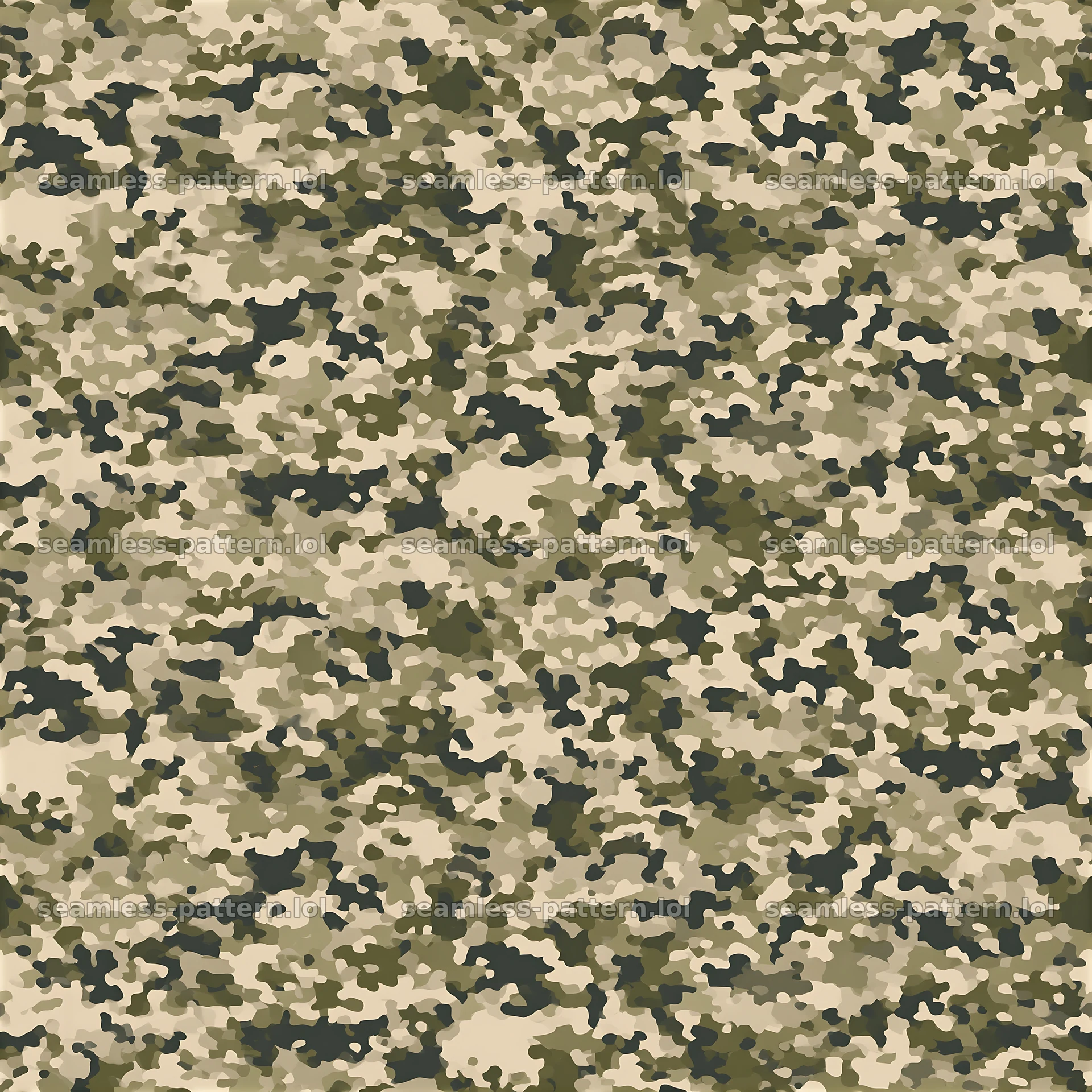 Seamless camouflage pattern with minimalist olive and beige shapes — seamless tileable pattern at 8192x8192