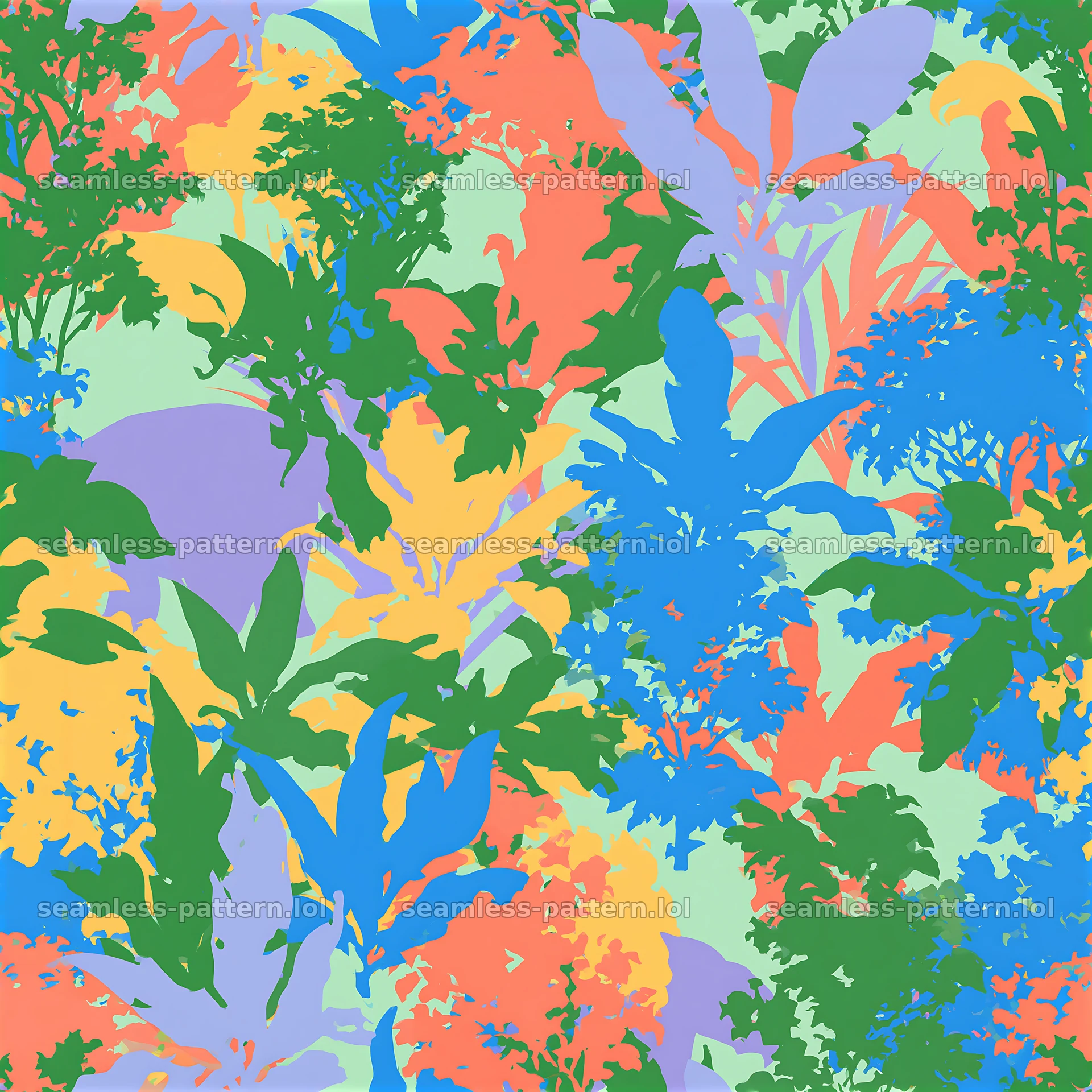 Bright jungle camouflage tileable pattern in colorful foliage — seamless tileable pattern at 8192x8192