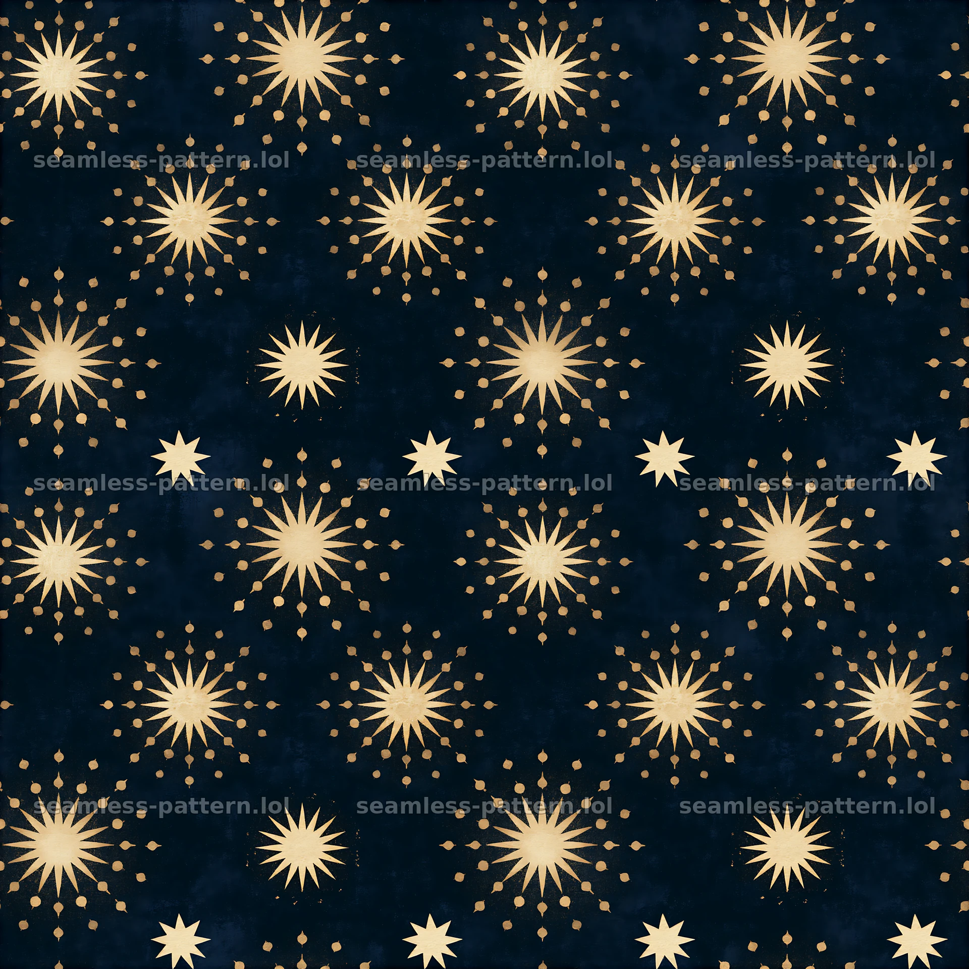 Tileable texture featuring golden halos and soft stars on a dark background — seamless tileable pattern at 8192x8192
