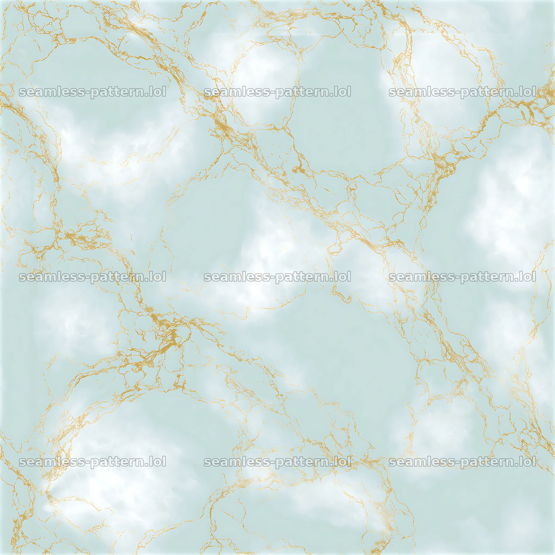 Seamless flowing gold veined marble repeat pattern in light blue — seamless tileable pattern at 8192x8192