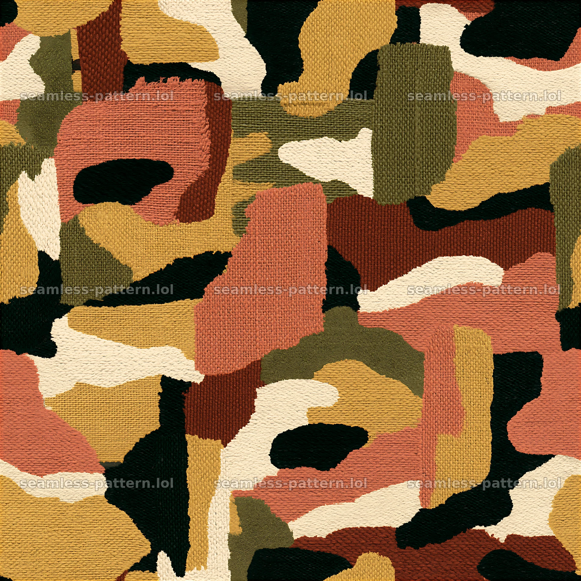 Golden textile camouflage seamless pattern with abstract shapes — seamless tileable pattern at 8192x8192