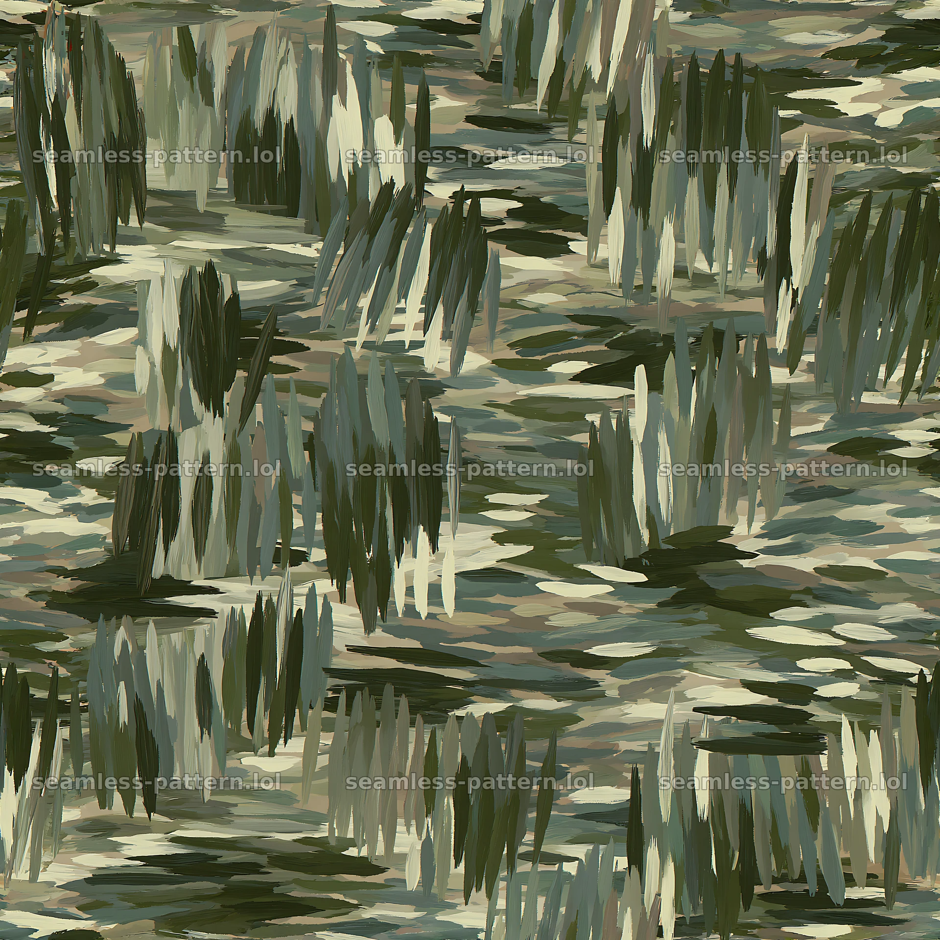 Seamless green camouflage brushstroke pattern for textiles — seamless tileable pattern