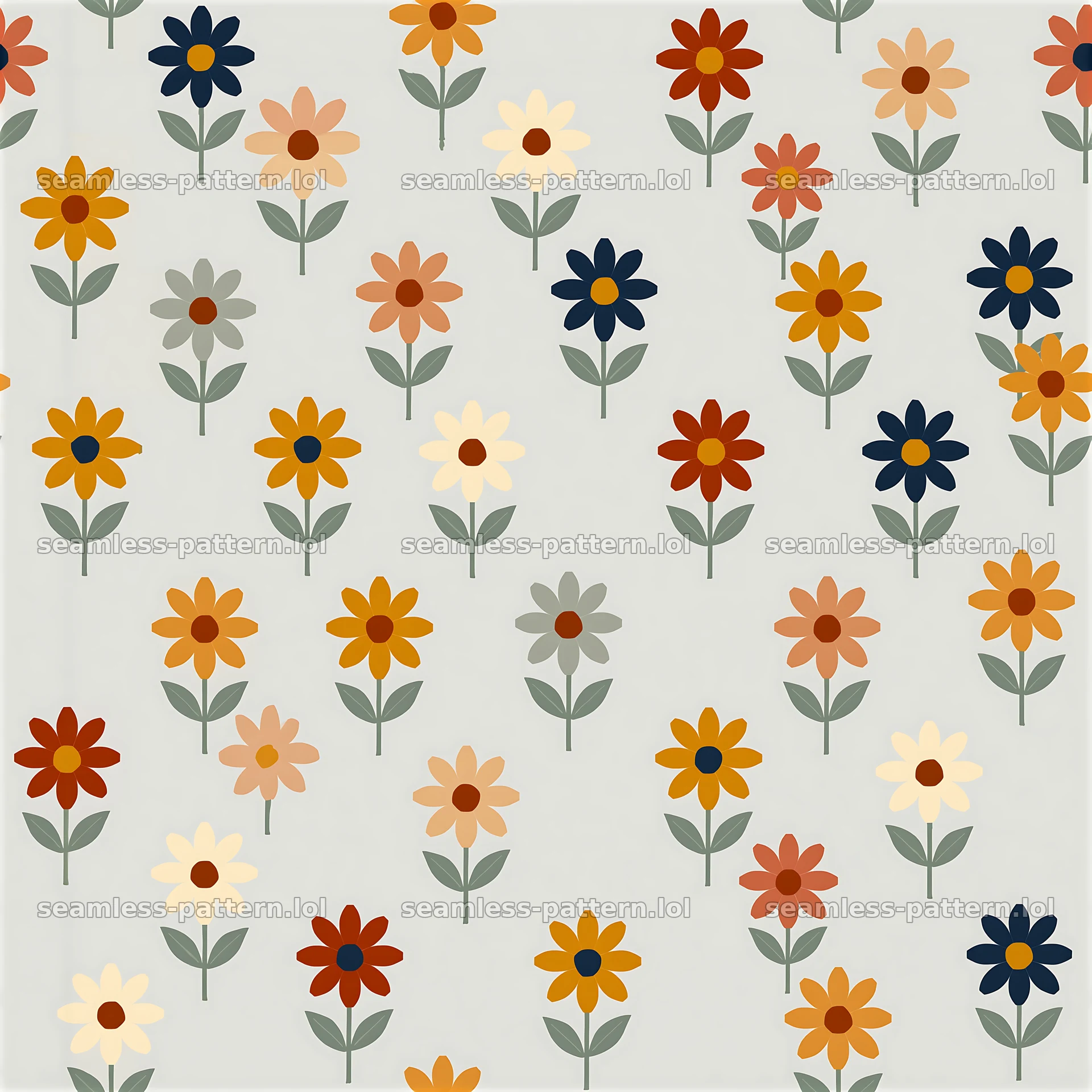 Vintage flower tileable pattern on a light background — seamless tileable pattern at 8192x8192