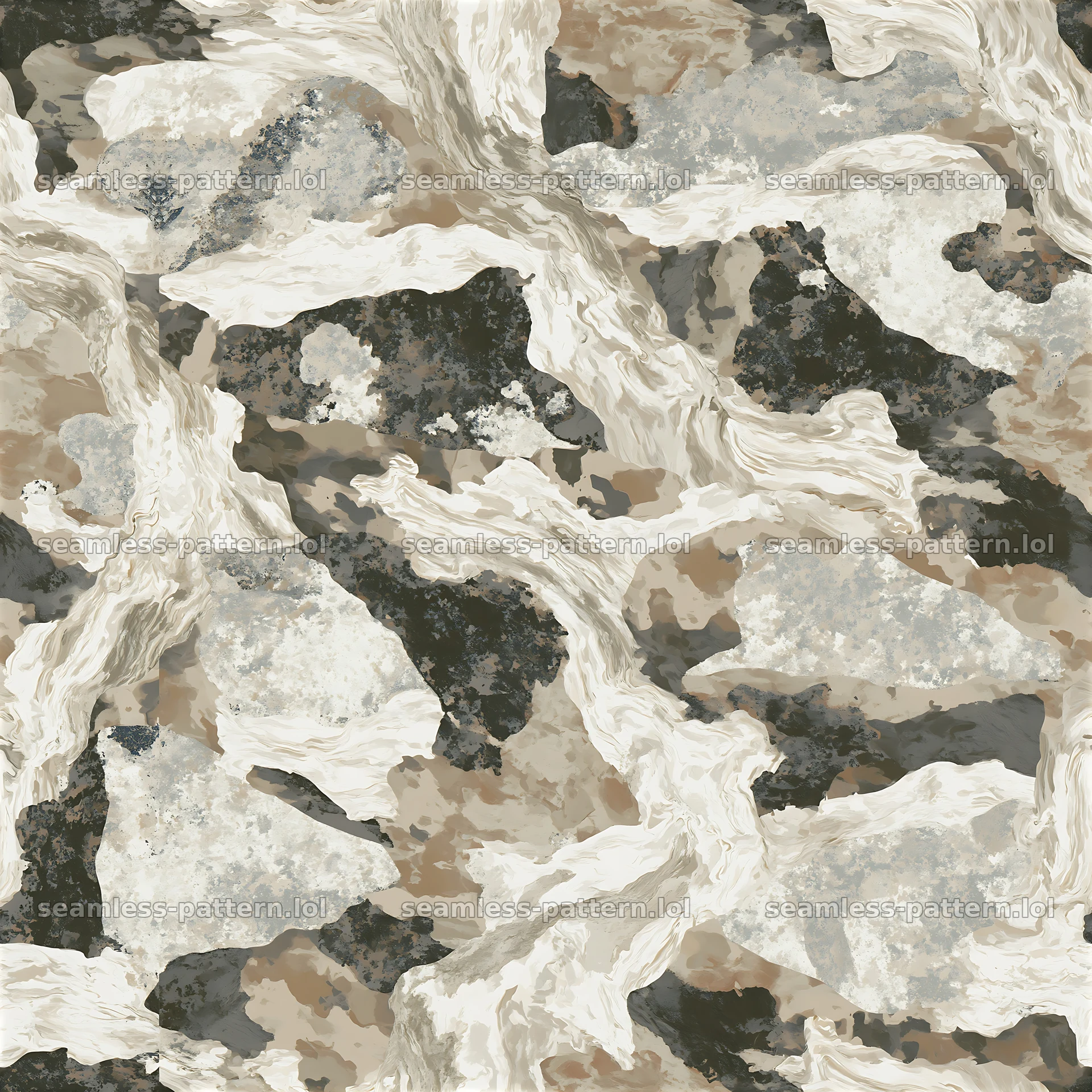 Seamless neutral marble camouflage pattern with organic shapes — seamless tileable pattern at 8192x8192