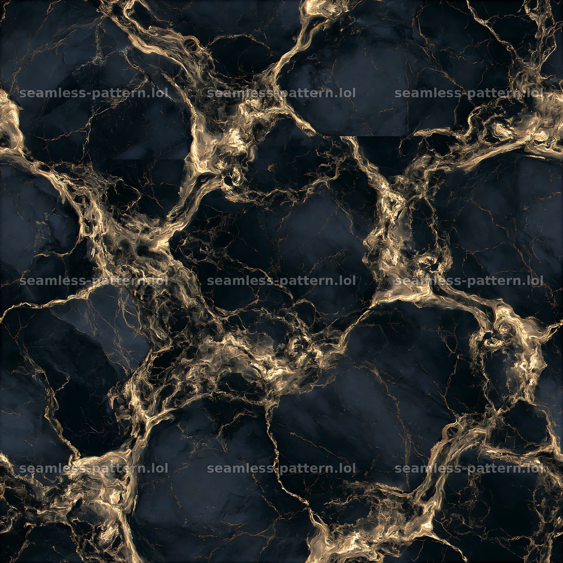 Seamless realistic gold veined marble pattern with dark background — seamless tileable pattern at 8192x8192
