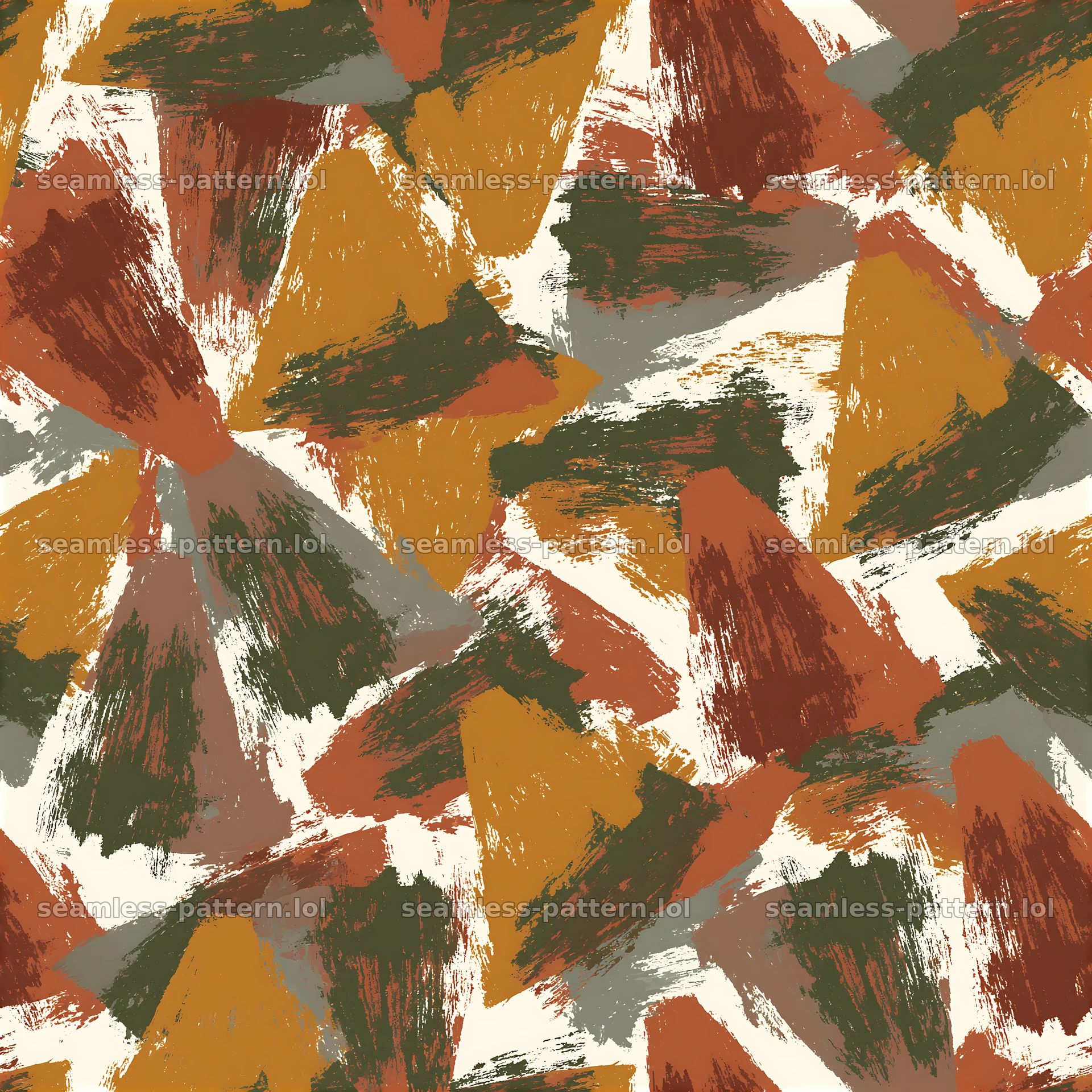 Seamless pattern of rustic acrylic brush marks in earthy tones — seamless tileable pattern at 8192x8192