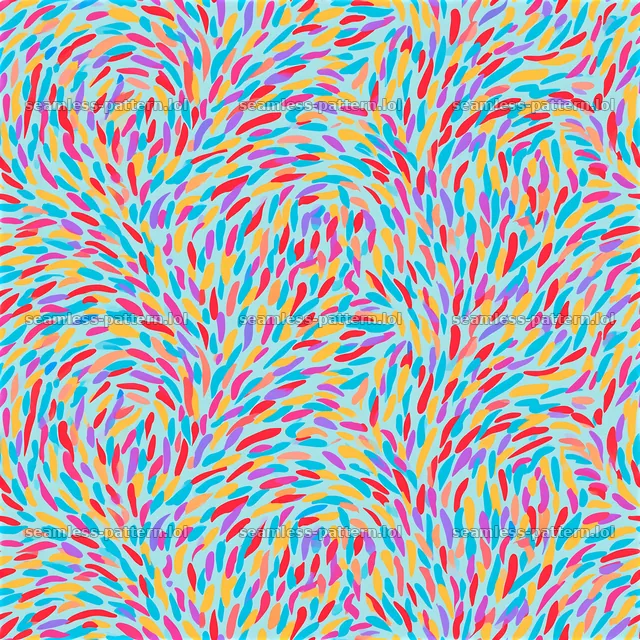Vibrant organic waves seamless pattern in colors of blue, yellow, and red — seamless tileable pattern