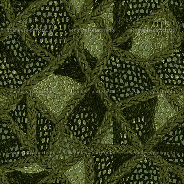 Green camouflage netting seamless pattern with woven textures — seamless tileable pattern
