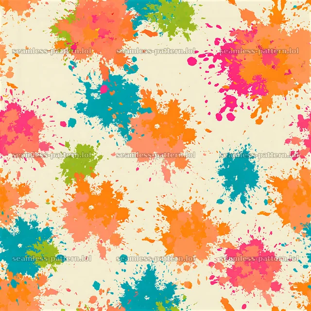 Cheerful color splashes seamless pattern with vibrant splashes of paint — seamless tileable pattern