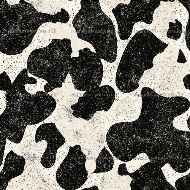 Seamless high contrast cowhide pattern in black and white shapes — seamless tileable pattern