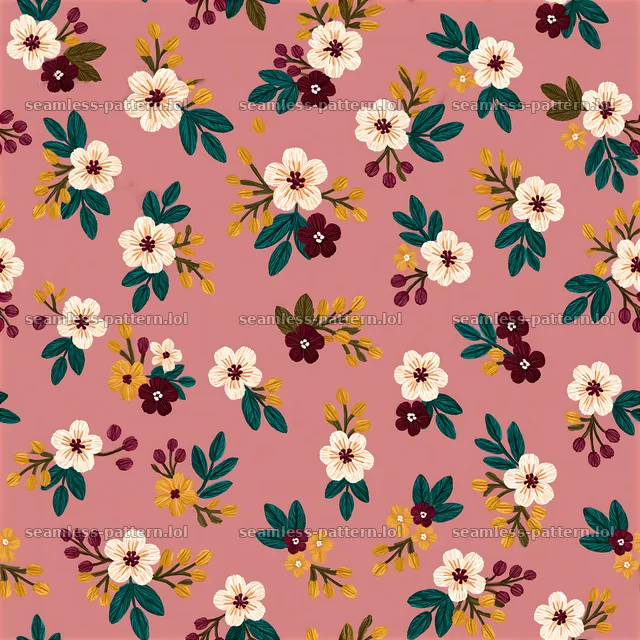 Floral gift wrap seamless pattern with pink background and flowers — seamless tileable pattern