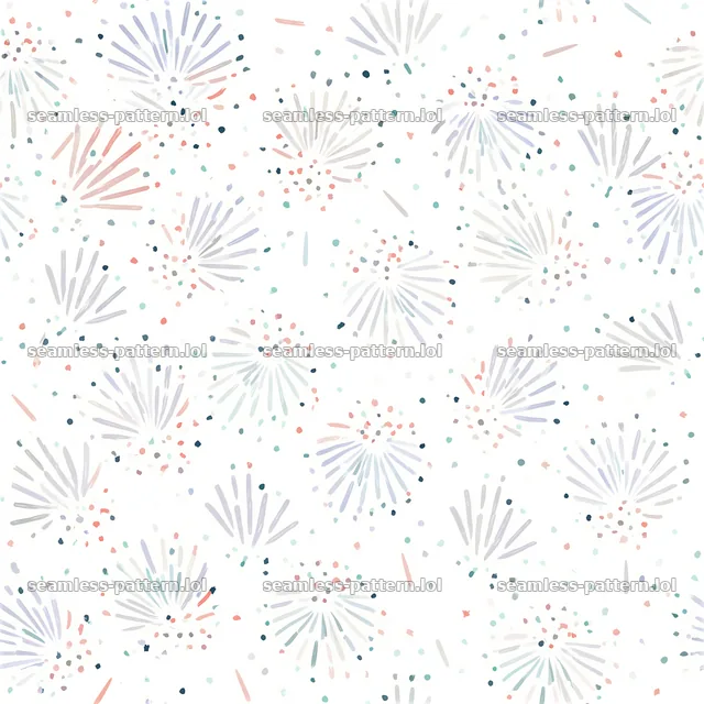 Colorful confetti burst pattern on a white background — seamless tileable pattern