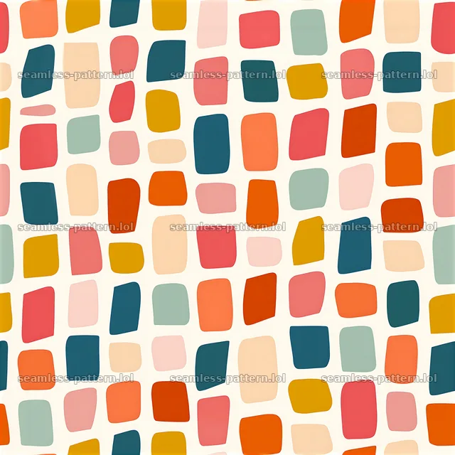 Rainbow soft geometric shapes seamless pattern in vibrant colors — seamless tileable pattern