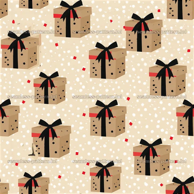 Seamless birthday gift boxes pattern with colorful bows and confetti — seamless tileable pattern