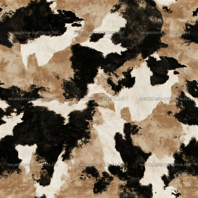 Seamless abstract cowhide texture in brown and white colors — seamless tileable pattern