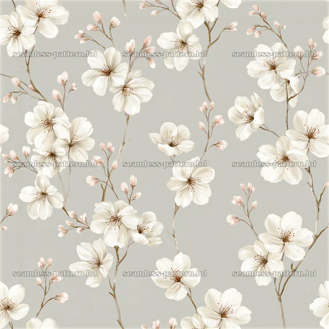 Seamless watercolor wedding pattern with light floral elements — seamless tileable pattern