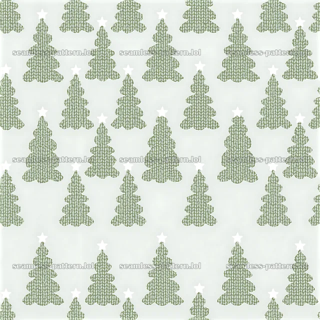 Seamless cute Christmas tree pattern features green trees and stars — seamless tileable pattern