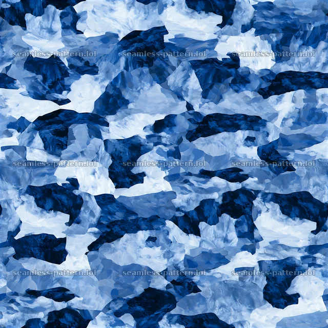 Repeating blue camouflage marble texture in rich shades of navy and azure — seamless tileable pattern
